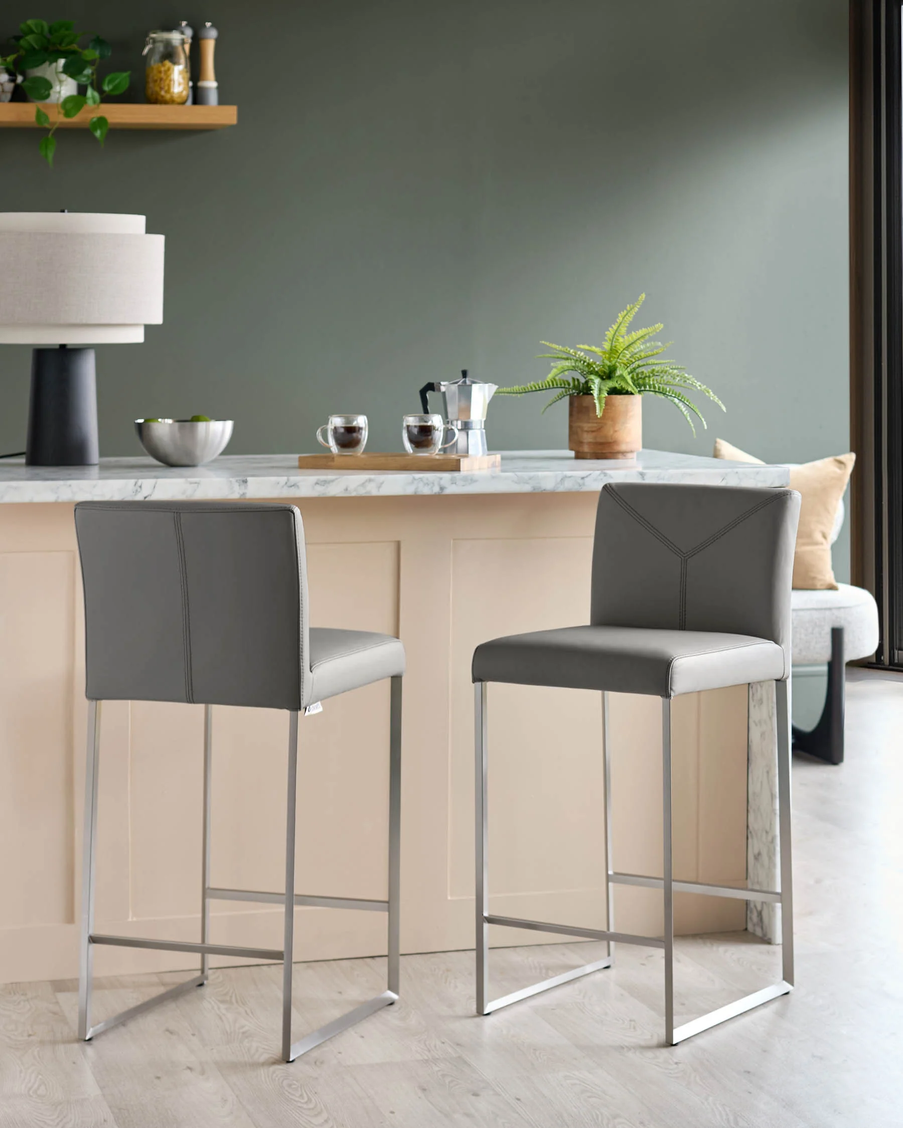 Monti Dark Grey Leather Bar Stool - Image 2