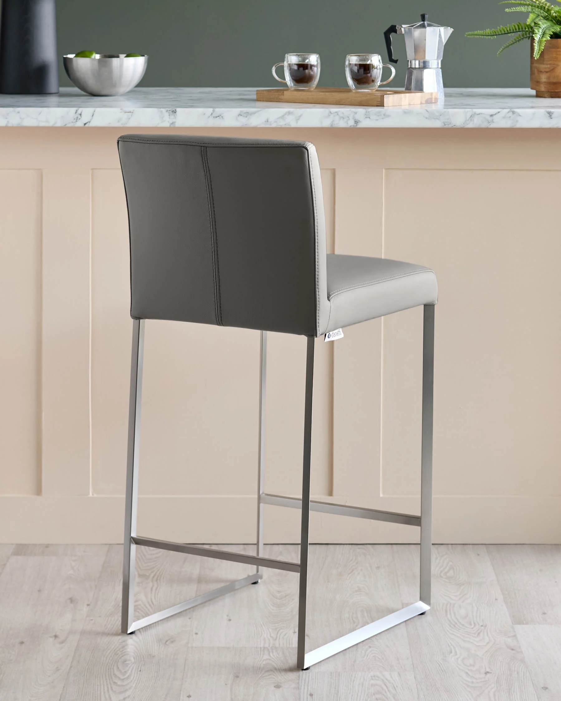 Monti Dark Grey Leather Bar Stool - Image 3