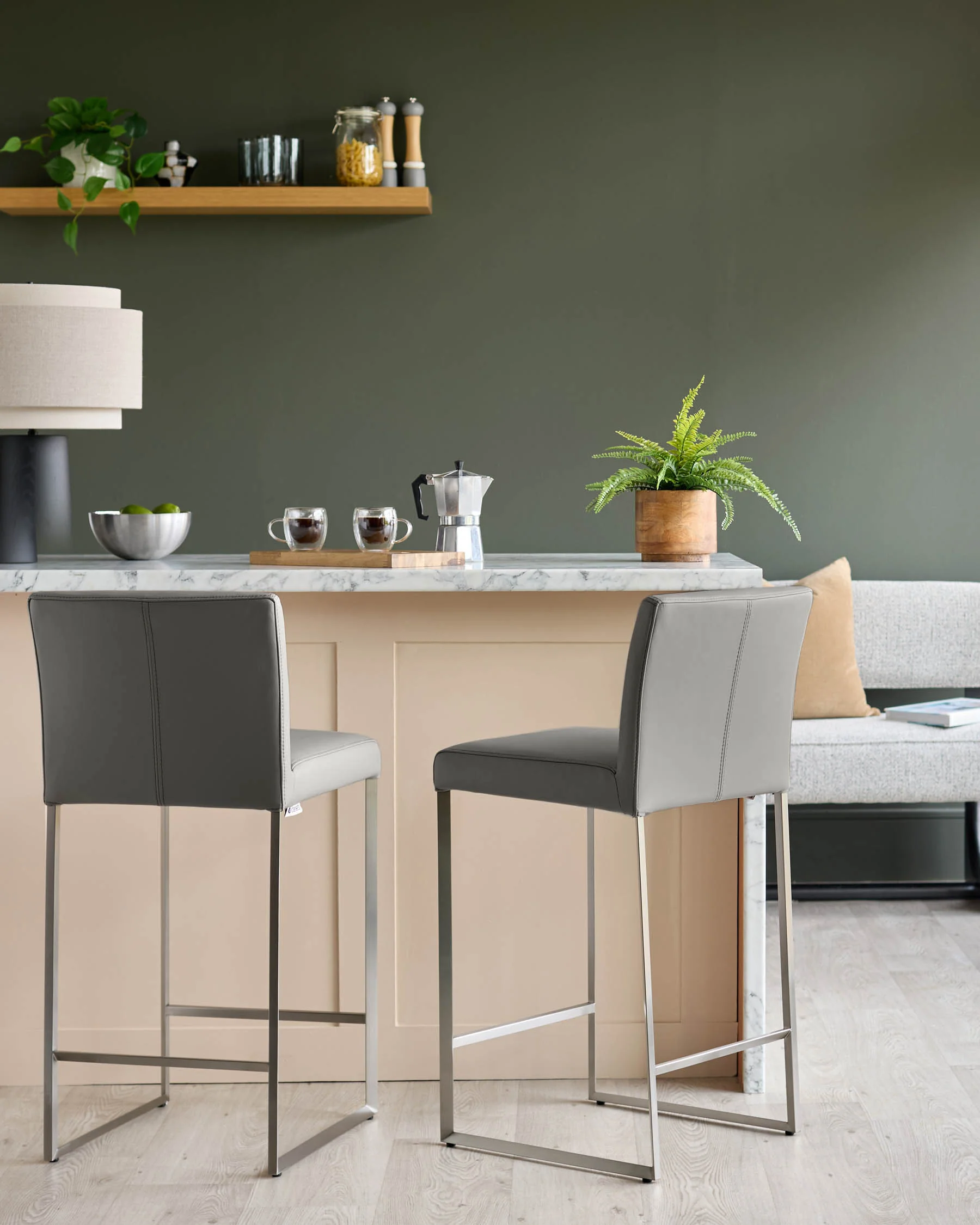 Monti Dark Grey Leather Bar Stool - Image 4