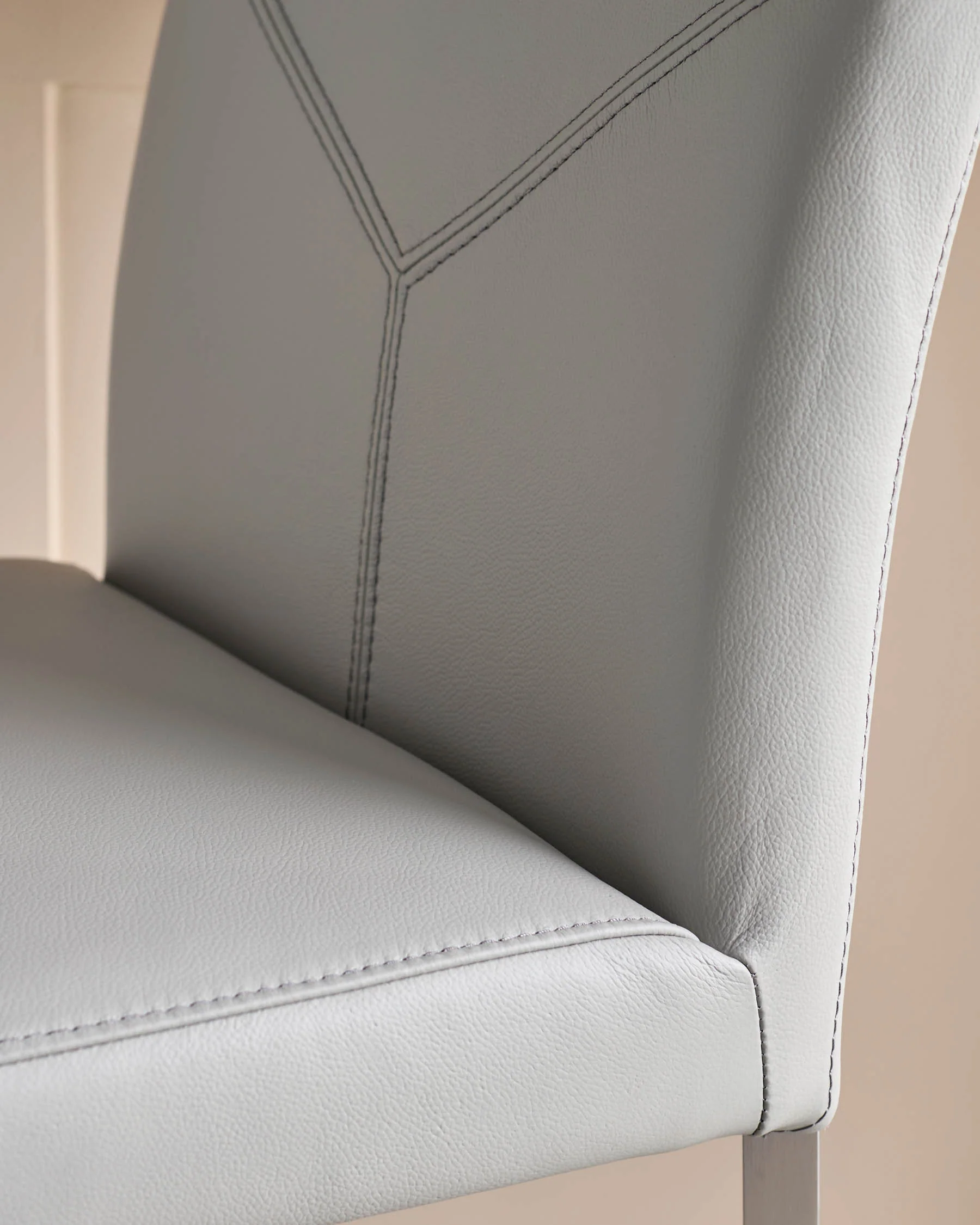Monti Light Grey Leather Bar Stool - Image 5