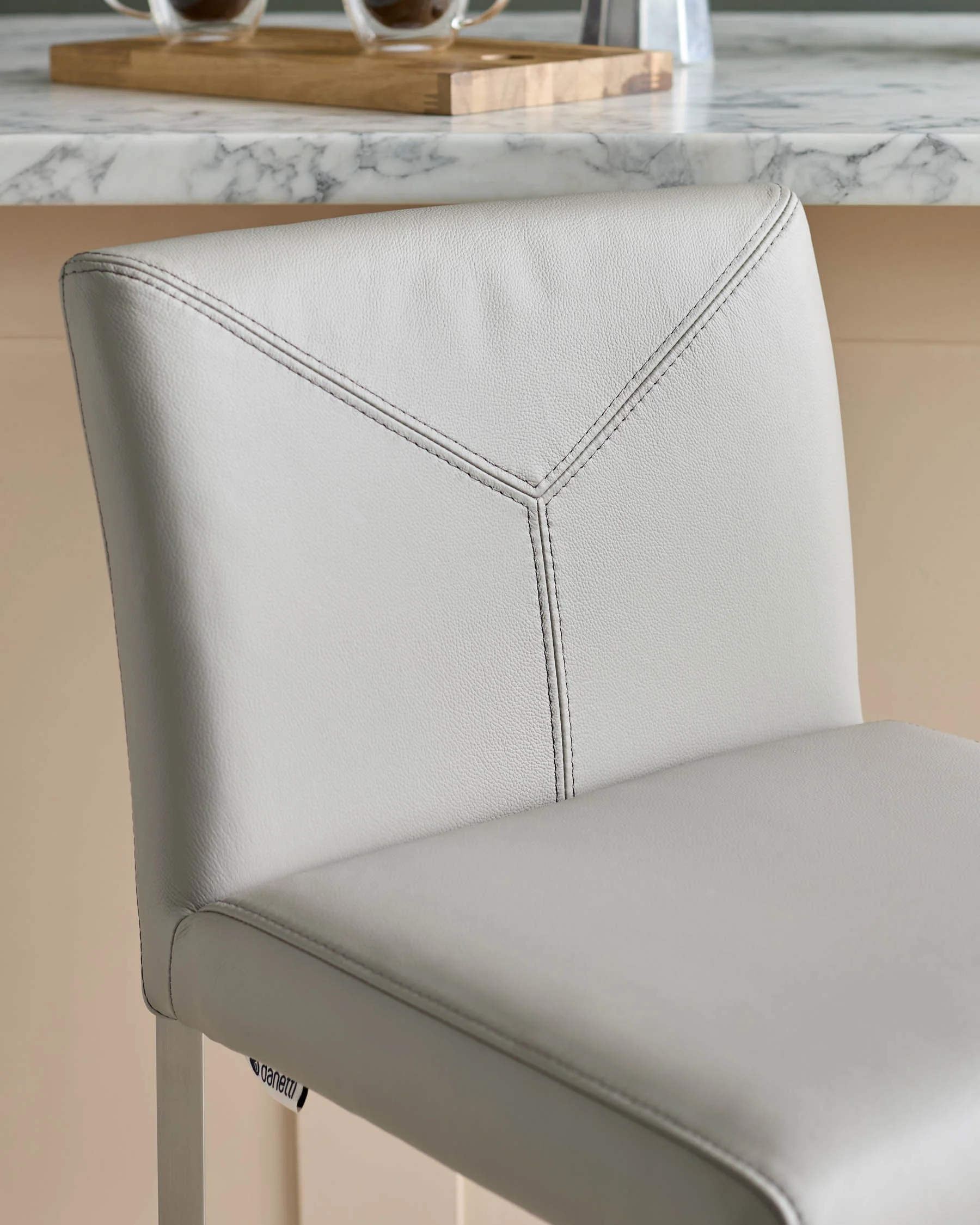 Monti Light Grey Leather Bar Stool - Image 6