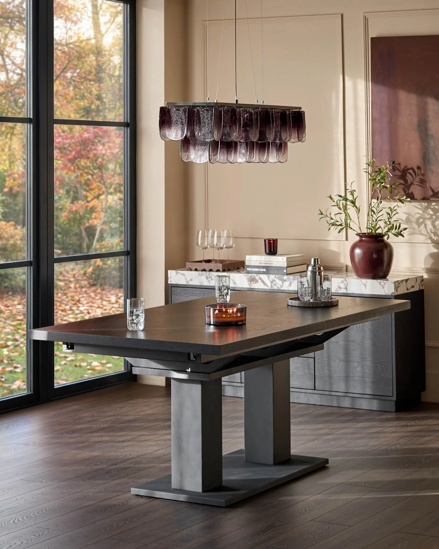 Morgan dark wood extending 8 - 10 seater dining table