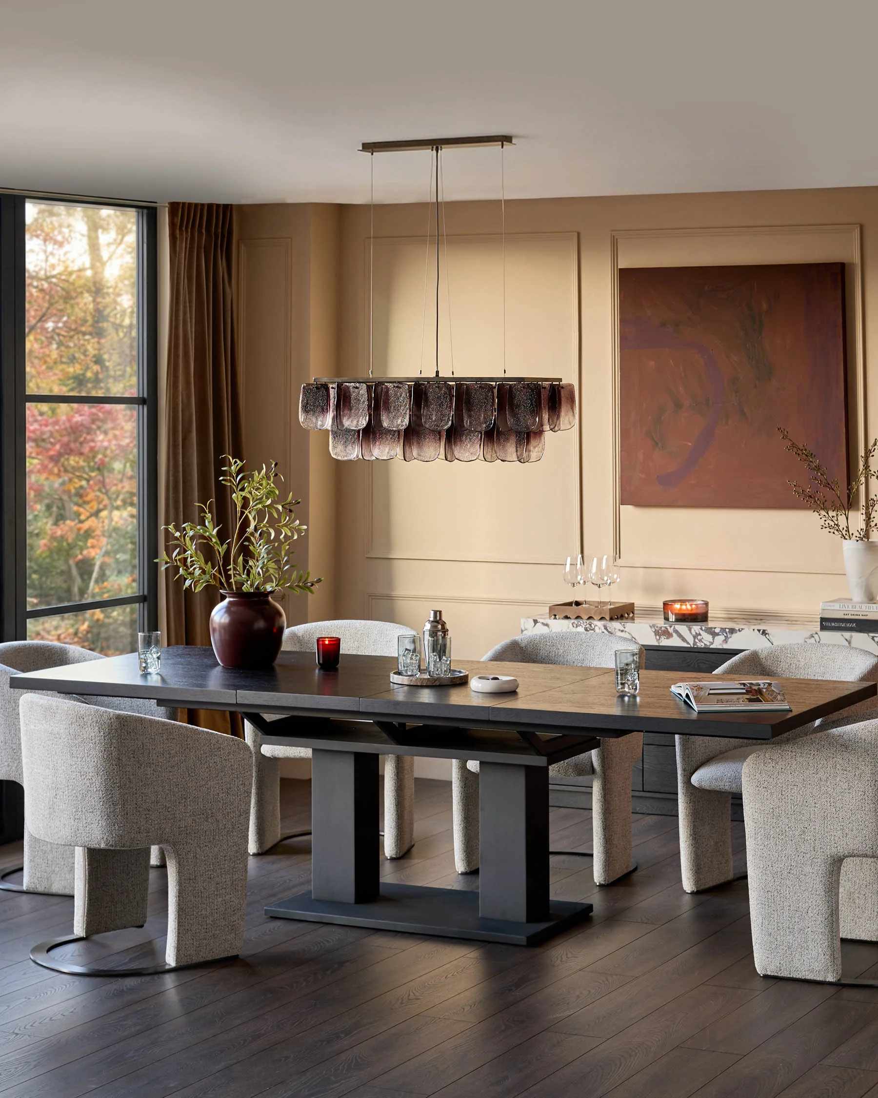 Morgan dark wood extending 8 - 10 seater dining table - Image 2