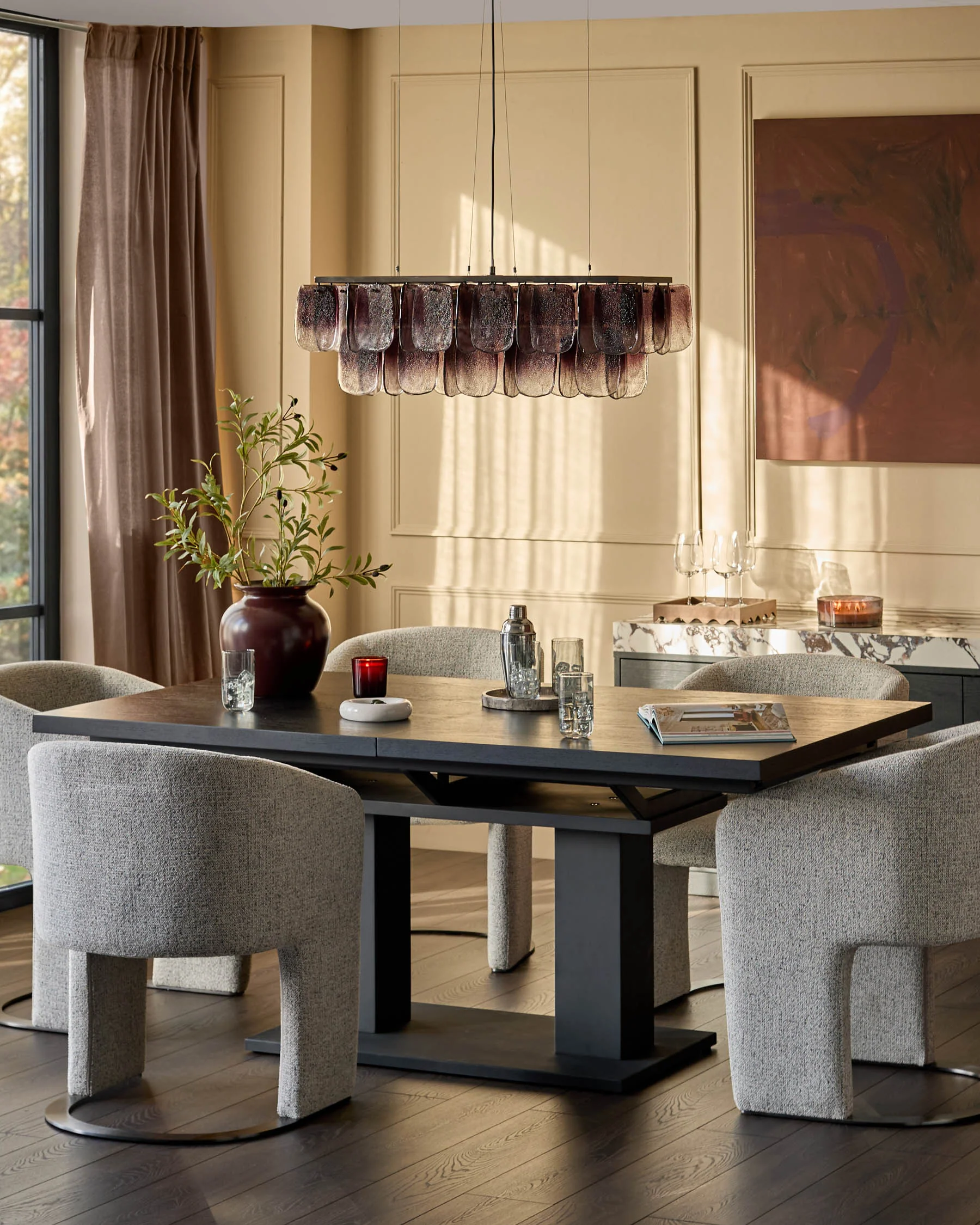 Morgan dark wood extending 8 - 10 seater dining table - Image 3