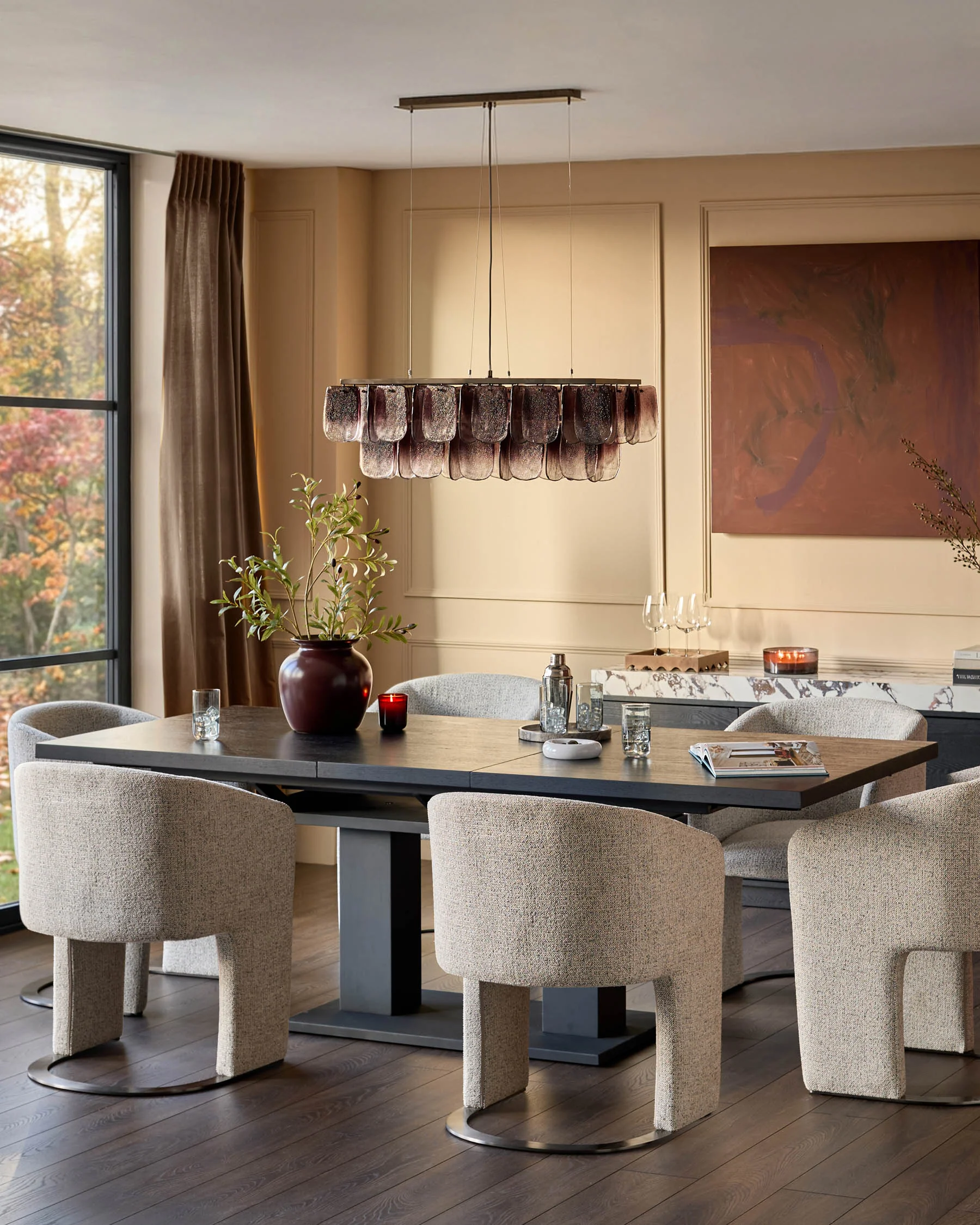 Morgan dark wood extending 8 - 10 seater dining table - Image 4