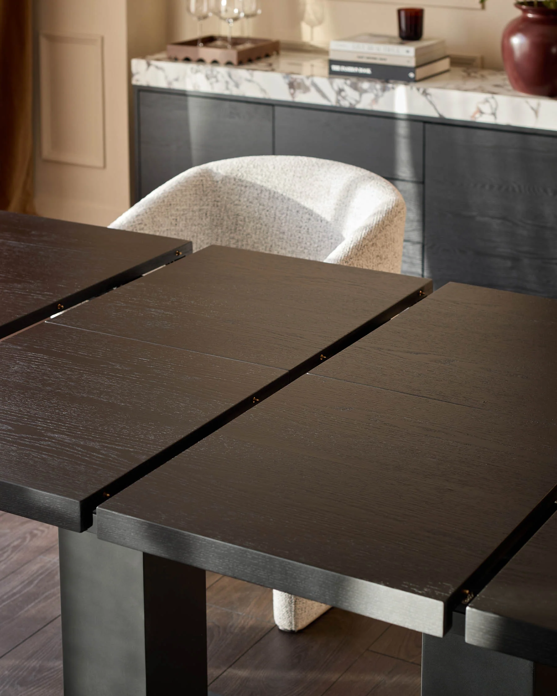 Morgan dark wood extending 8 - 10 seater dining table - Image 6