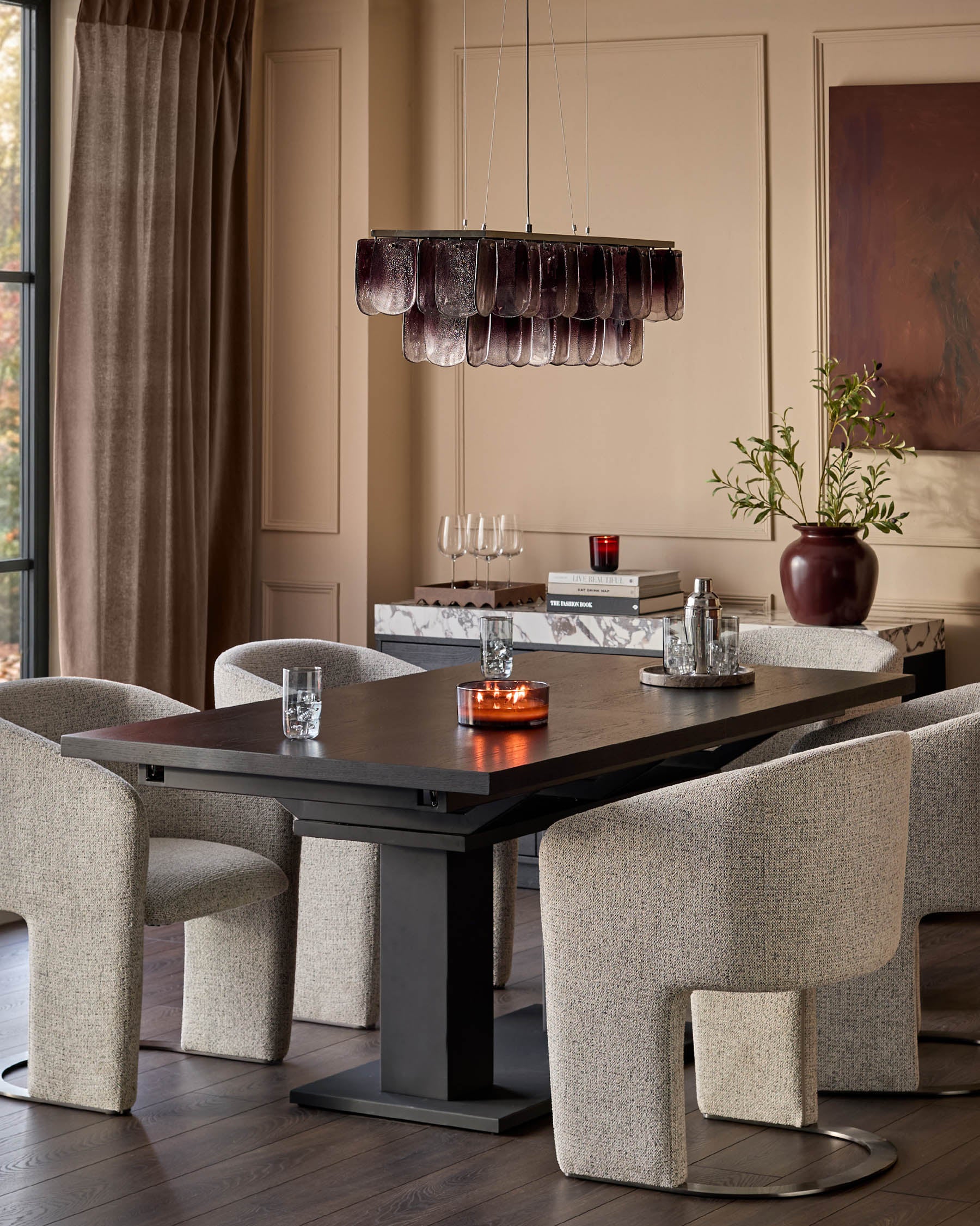 Morgan dark wood extending 8 - 10 seater dining table - Image 7