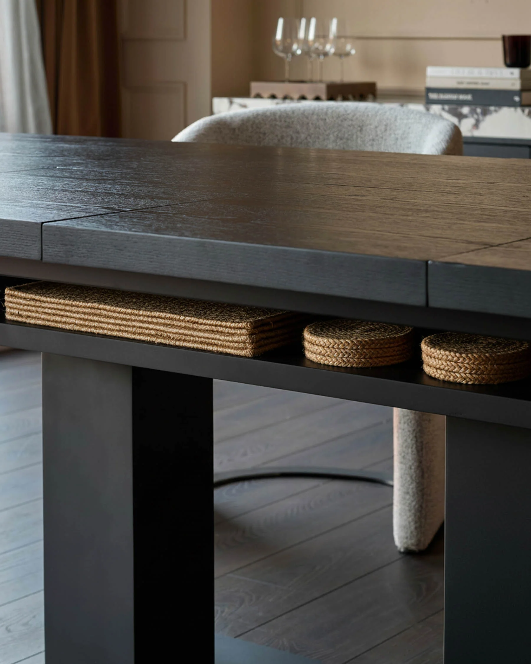 Morgan dark wood extending 8 - 10 seater dining table - Image 9