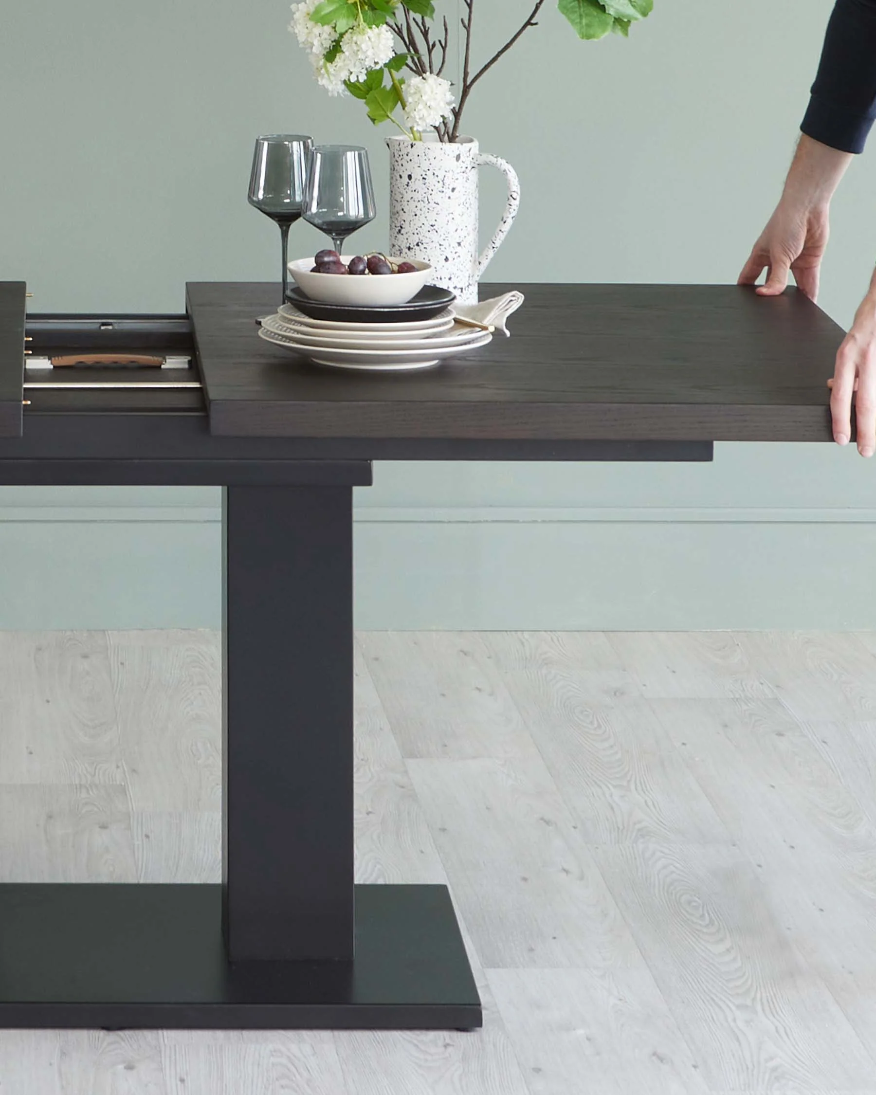 Morgan 6 to 8 Seat Extending Dark Oak Dining Table - Image 5