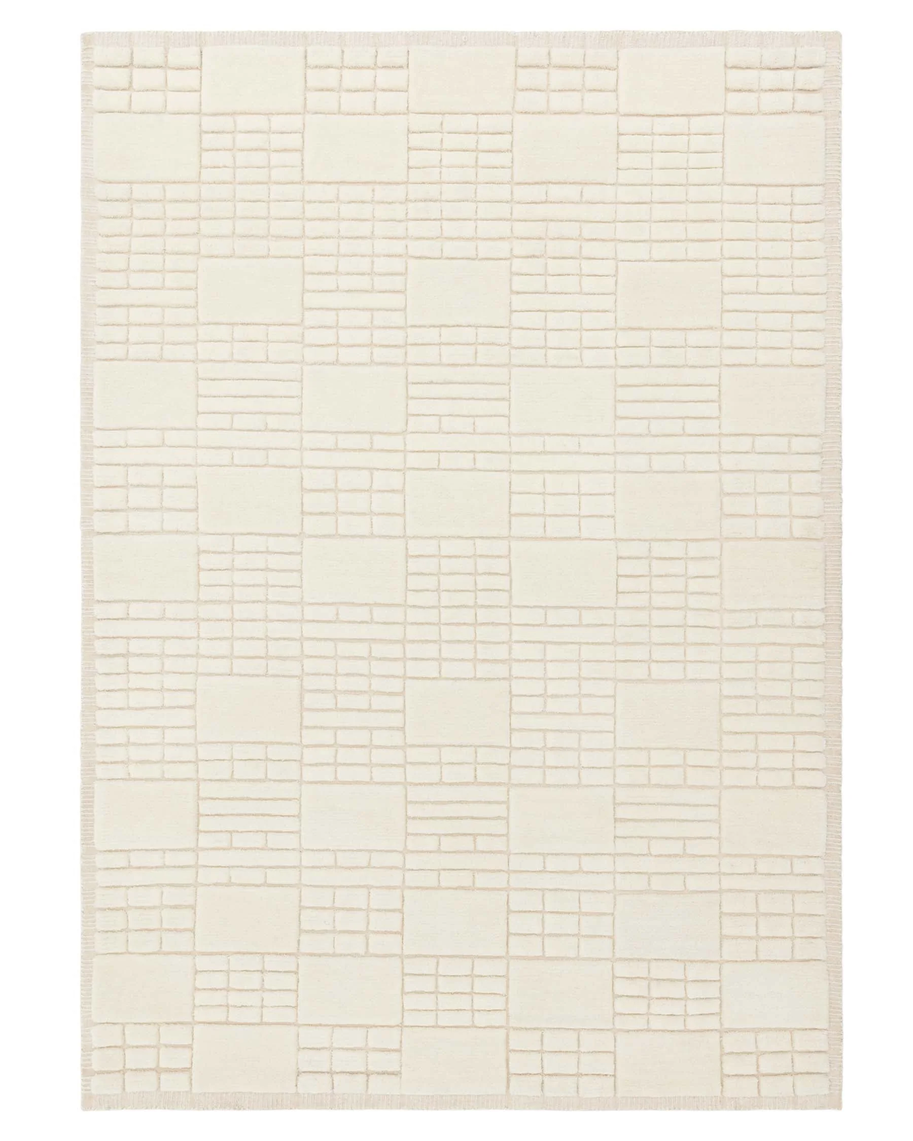 Mosaic cream sculpted wool small rug