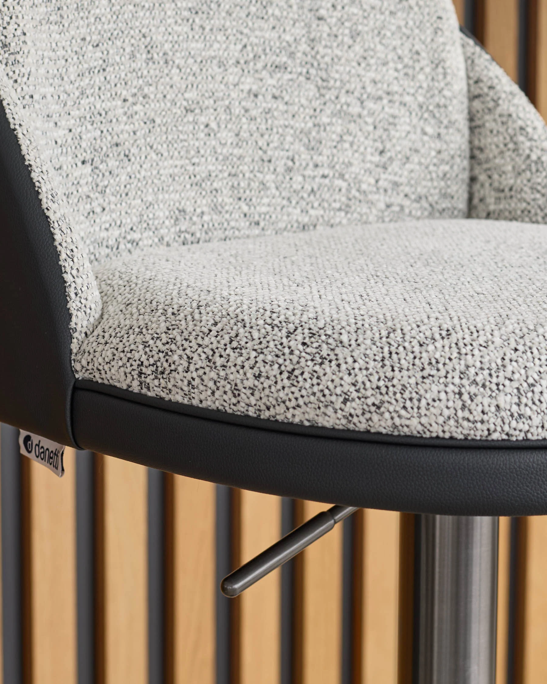Myra grey fabric and black faux leather gas lift bar stool - Image 5