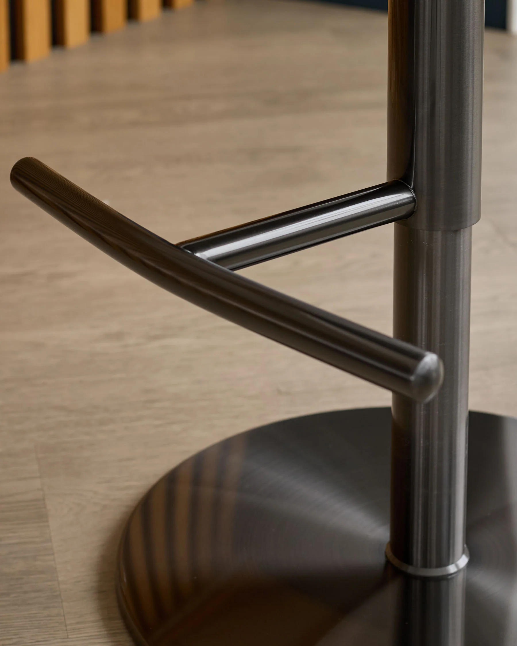 Myra grey fabric and black faux leather gas lift bar stool - Image 6