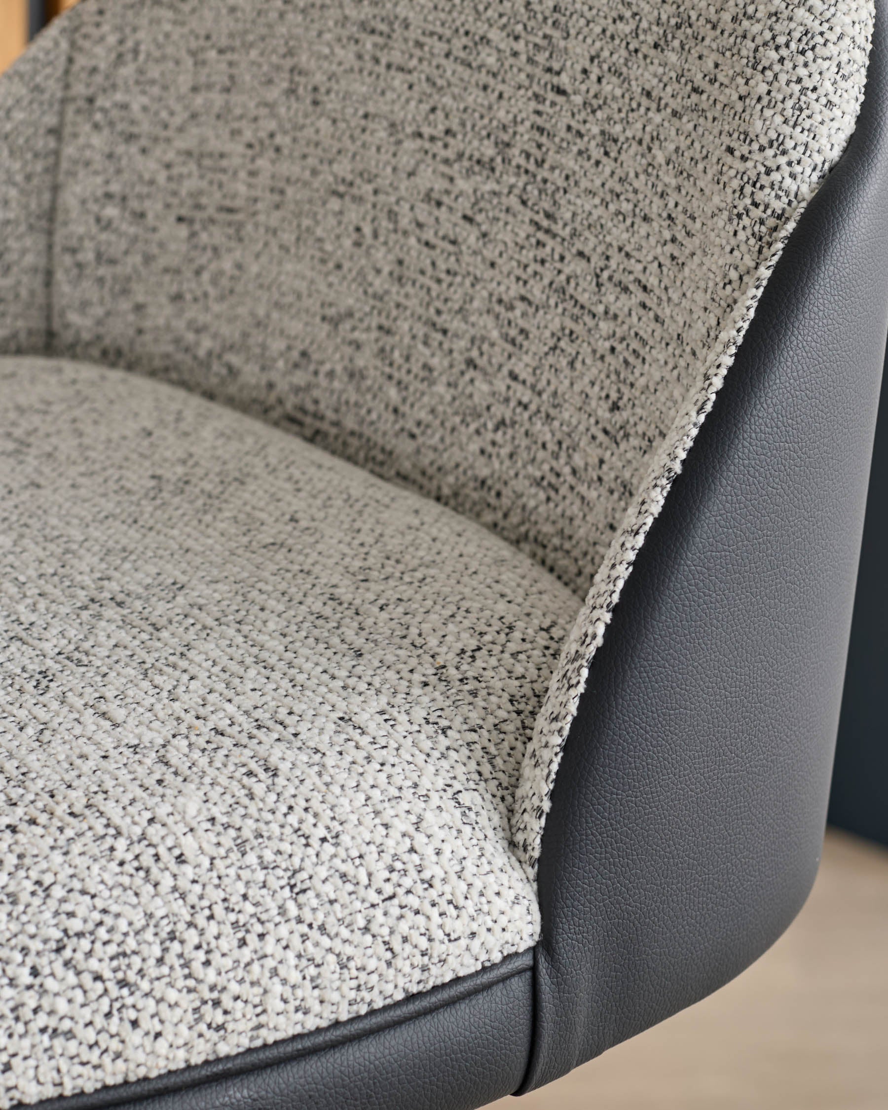 Myra grey fabric and black faux leather gas lift bar stool - Image 7
