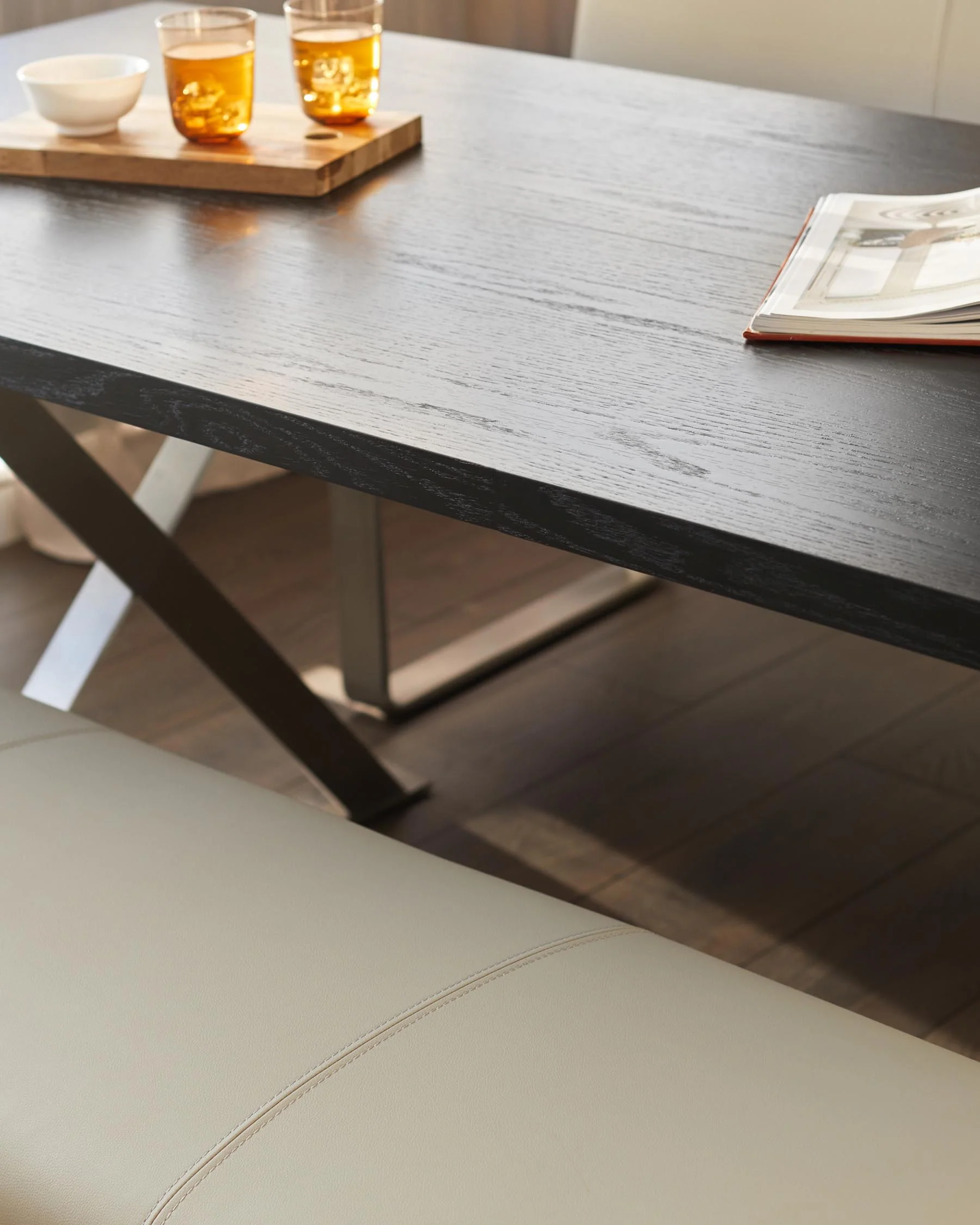Nala black wood 6 seater dining table - Image 5