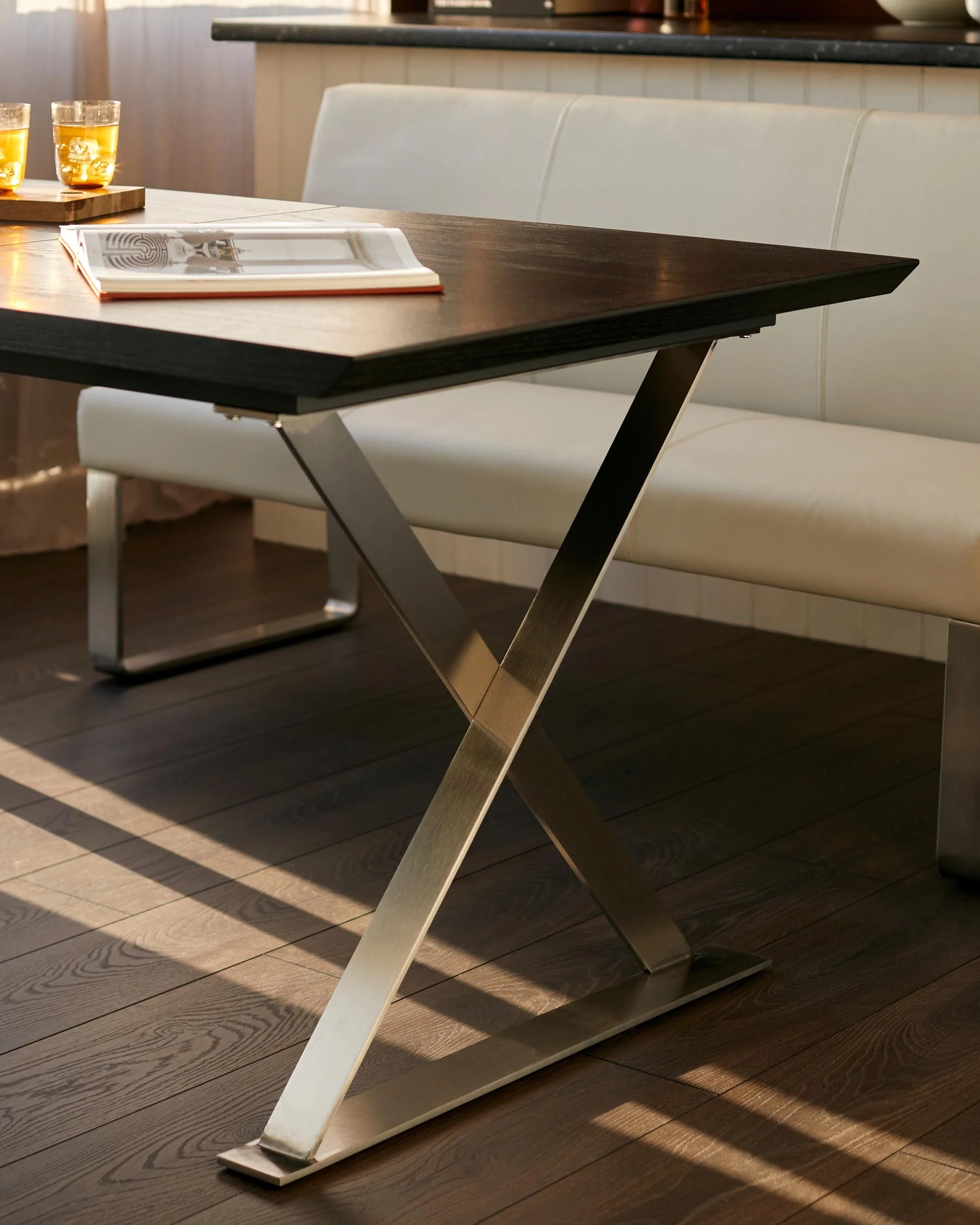 Nala black wood extending 6 to 8 seater dining table - Image 2