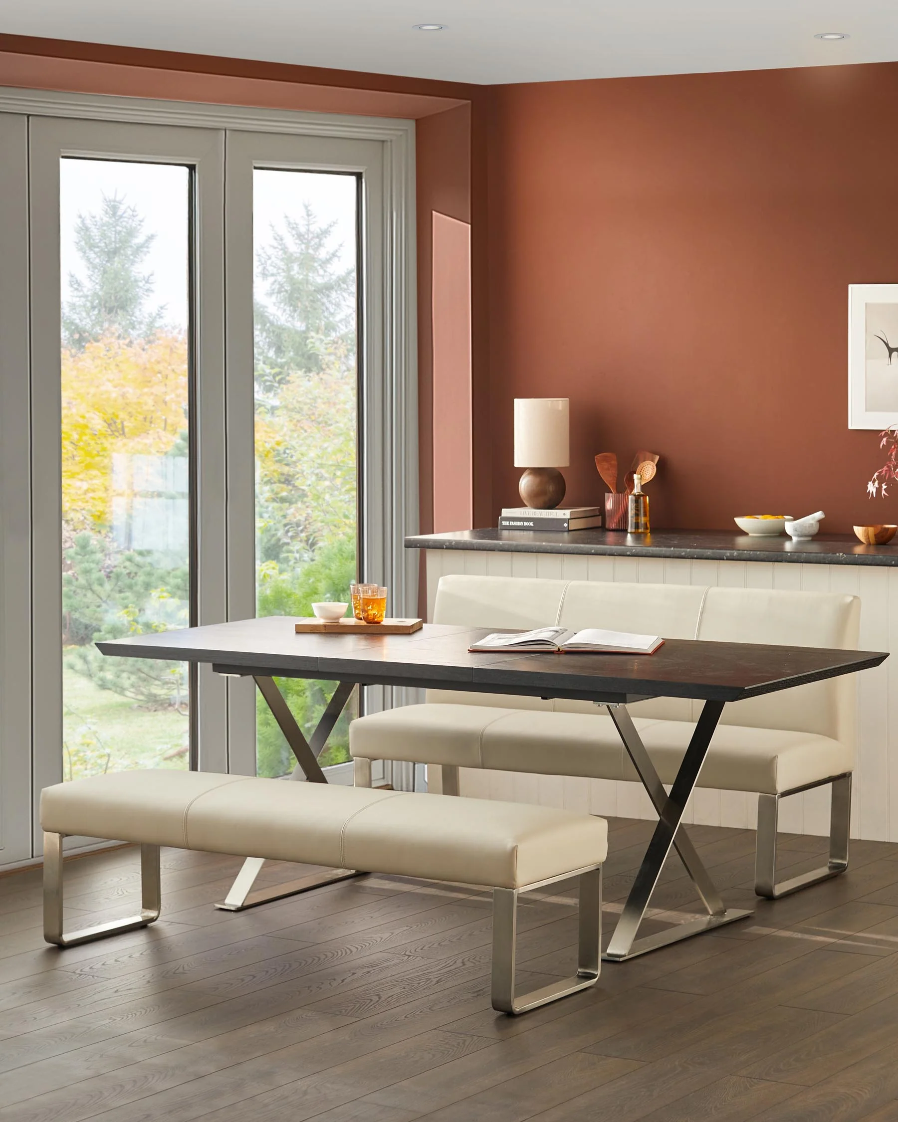 Nala black wood extending 6 to 8 seater dining table - Image 3