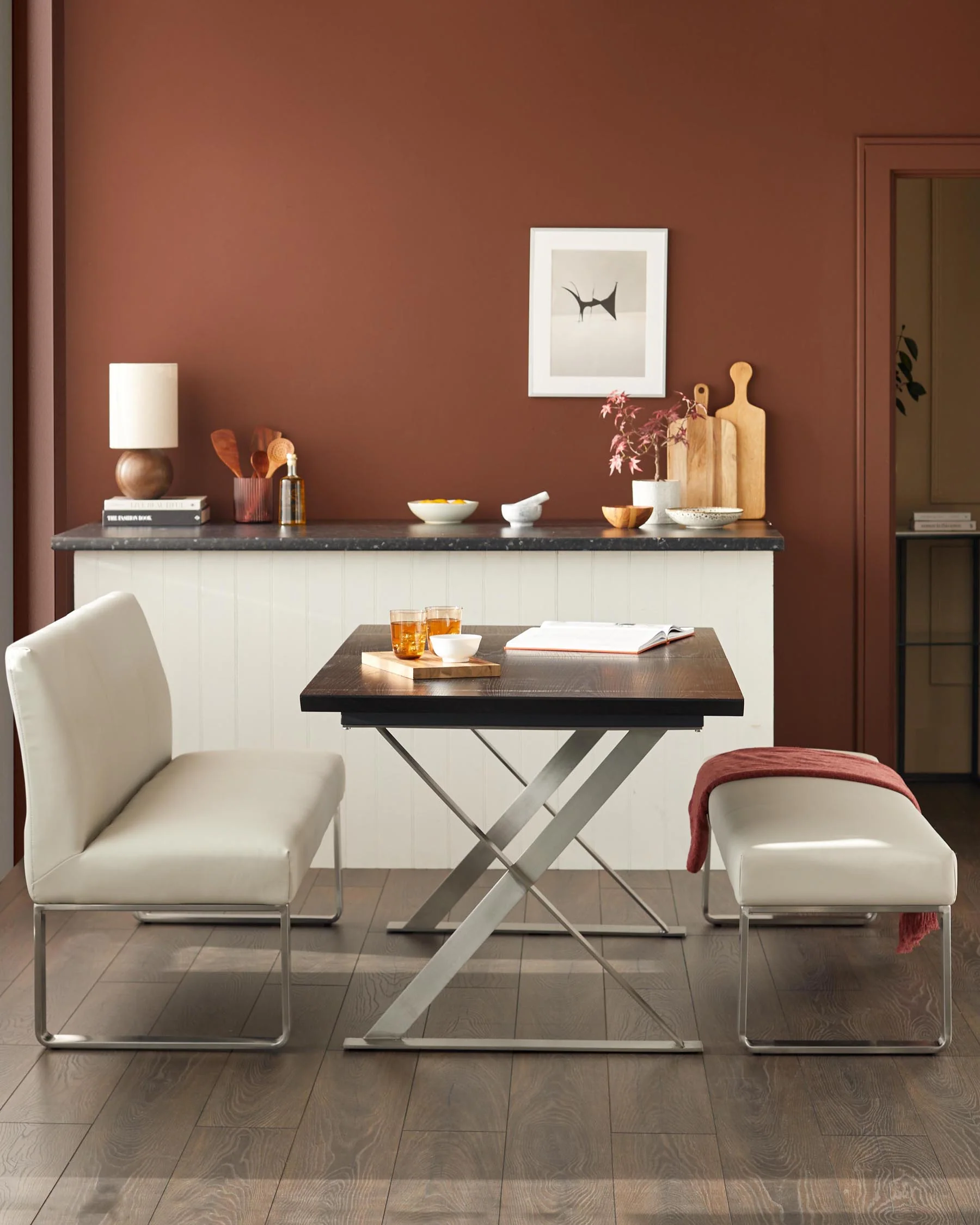 Nala black wood extending 6 to 8 seater dining table - Image 5