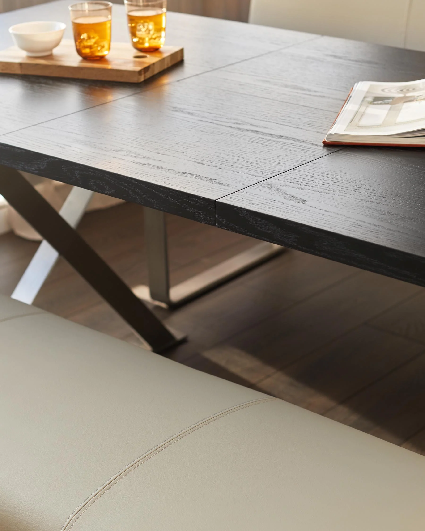 Nala black wood extending 6 to 8 seater dining table - Image 7