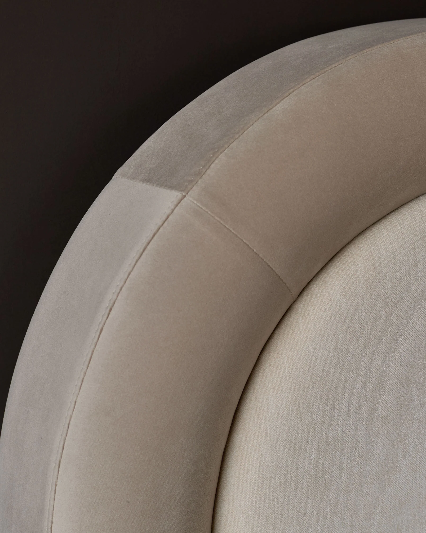 Naomi champagne velvet and natural chenille fabric king size ottoman storage bed - Image 4