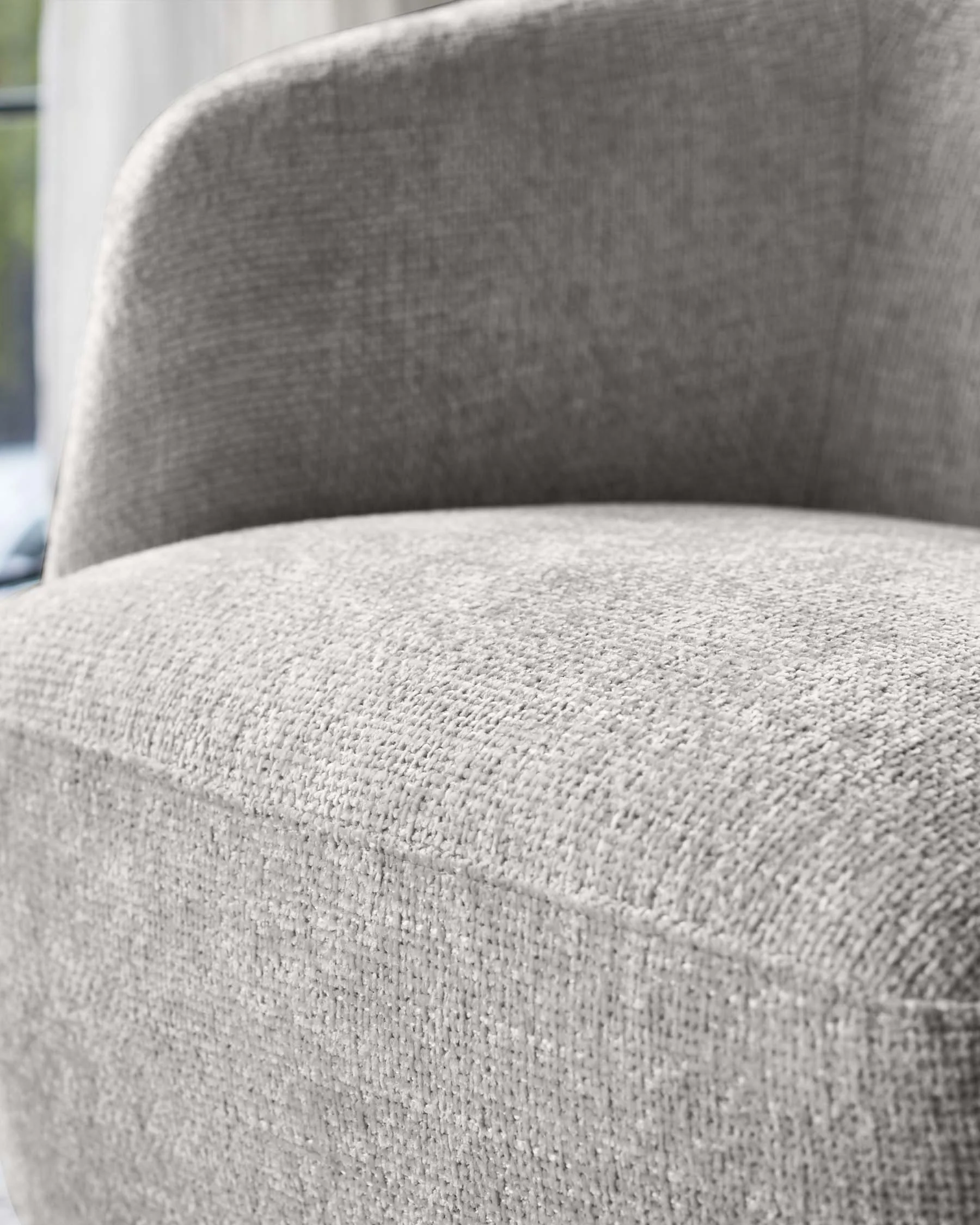 Natalia light grey chunky weave swivel accent chair - Image 5
