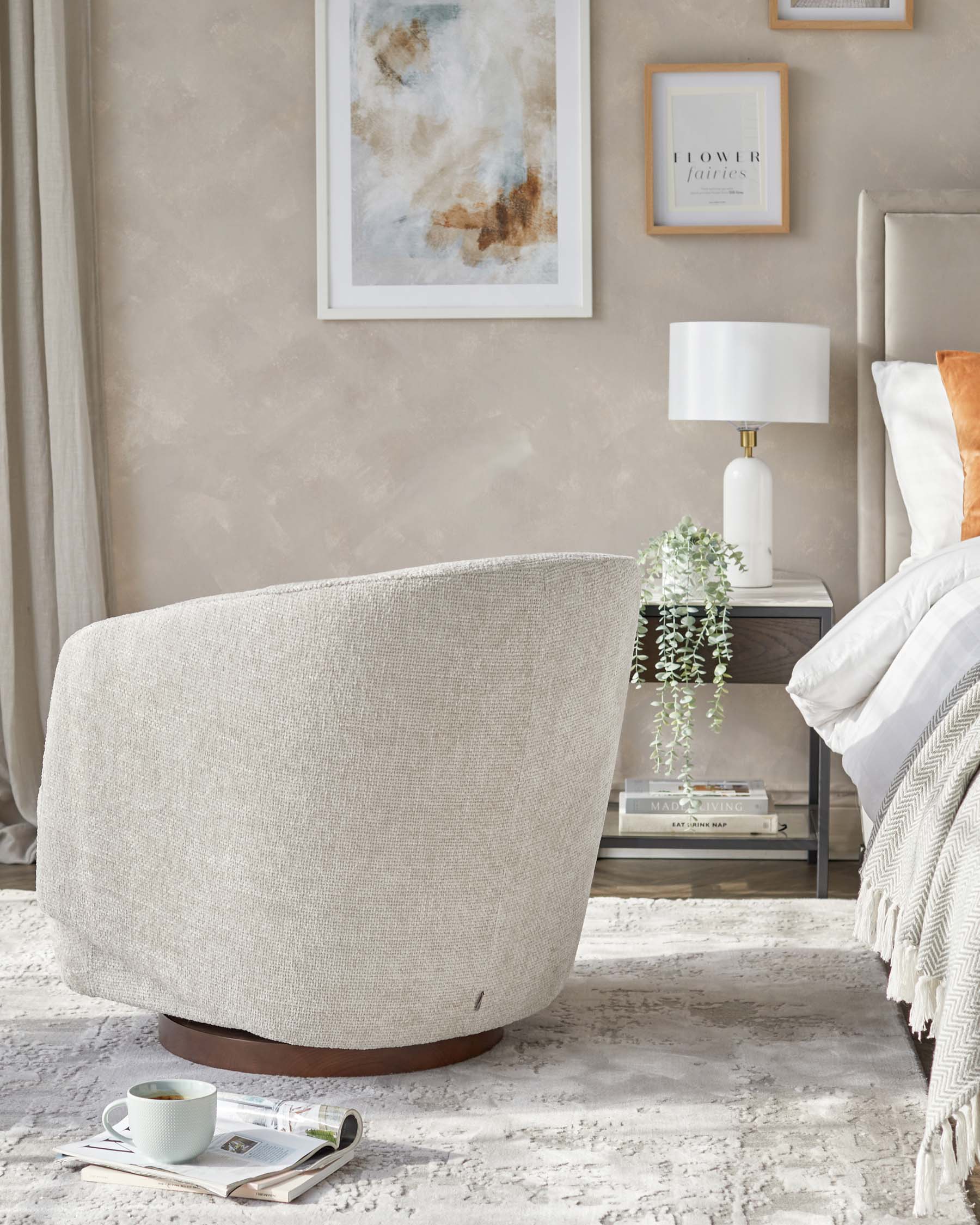 Natalia natural chunky weave swivel accent chair - Image 3