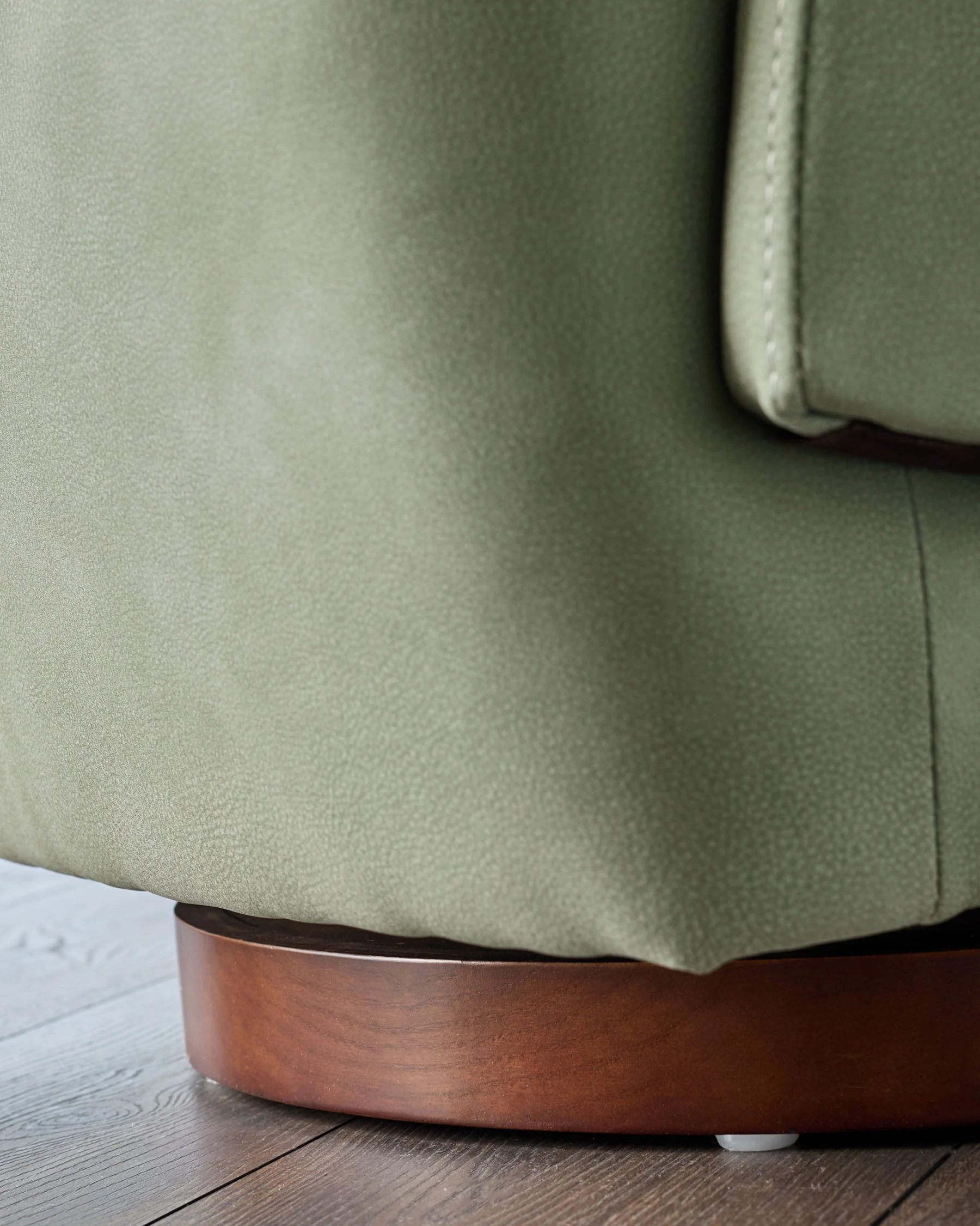 Natalia sage green faux leather swivel accent chair - Image 3