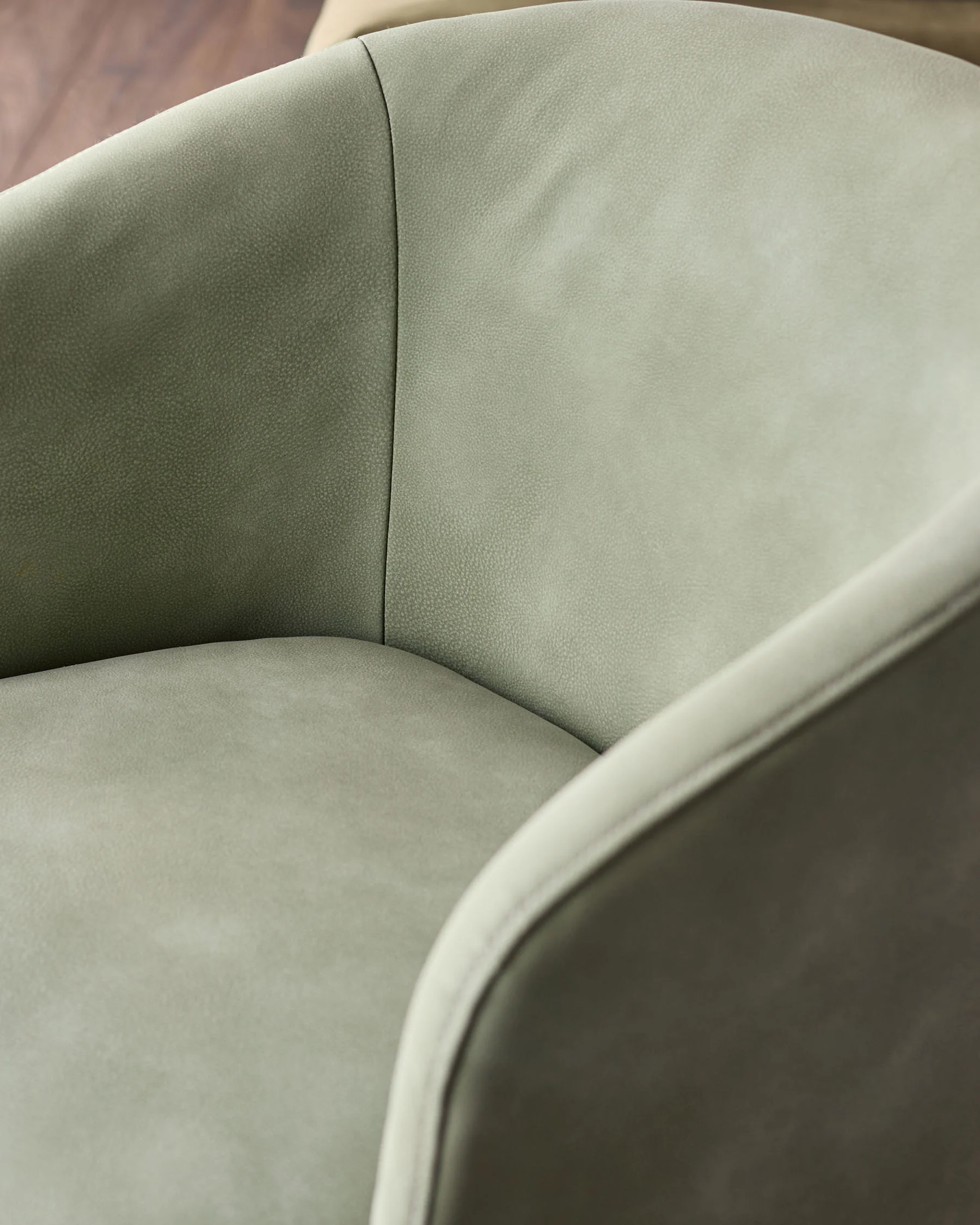 Natalia sage green faux leather swivel accent chair - Image 4