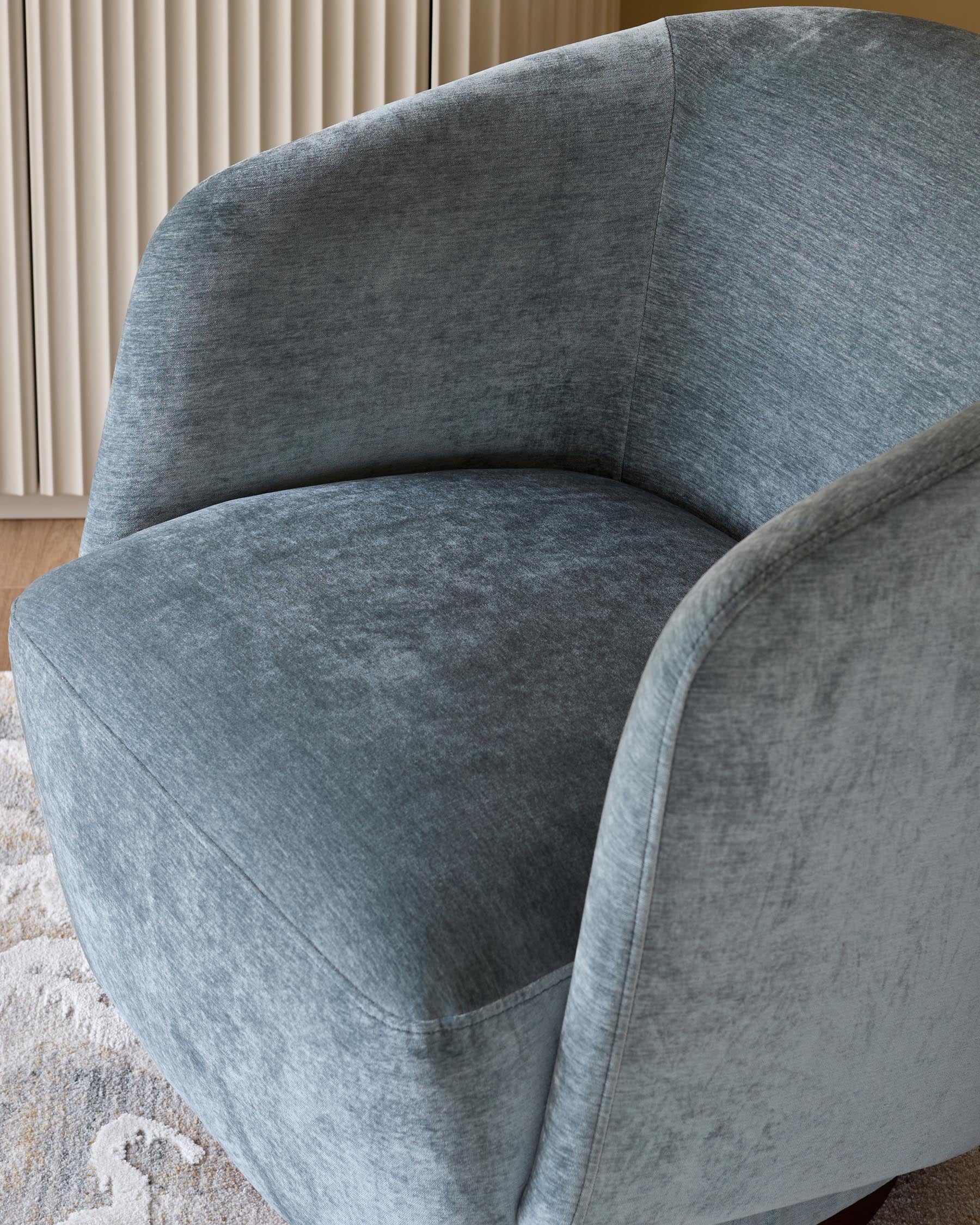 Natalia blue grey chenille swivel accent chair - Image 4