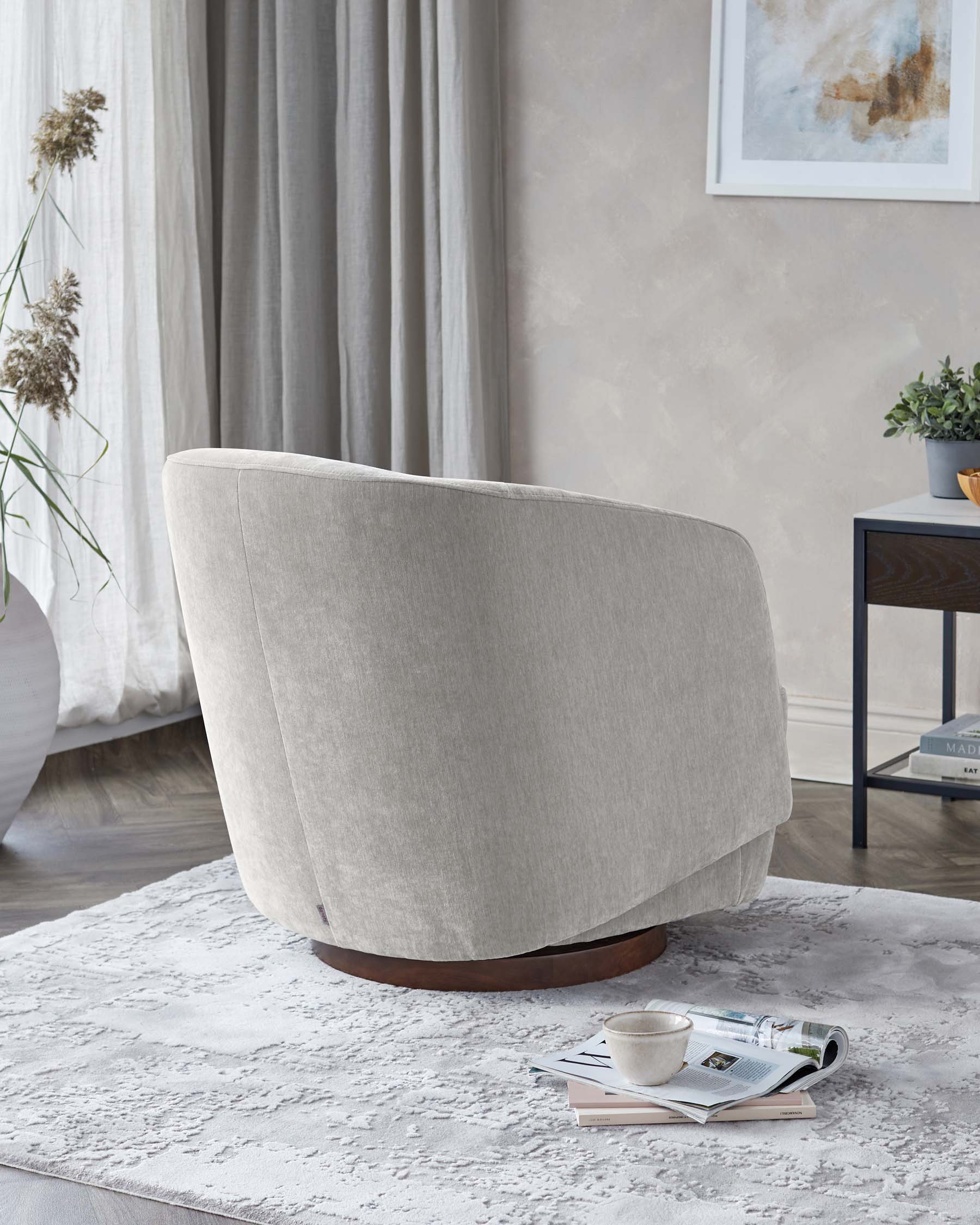 Natalia light grey chenille swivel accent chair - Image 3