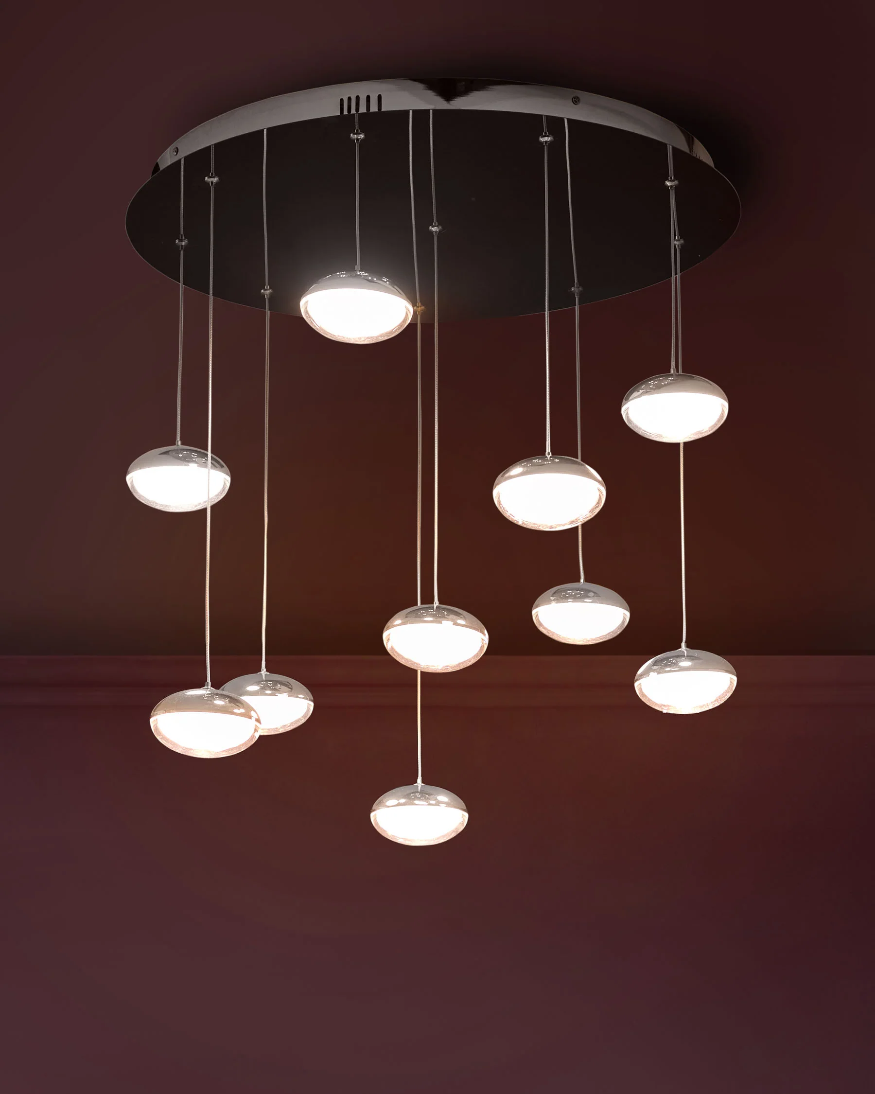 Nina silver chrome with clear glass LED adjustable 10 pendant light - Image 2