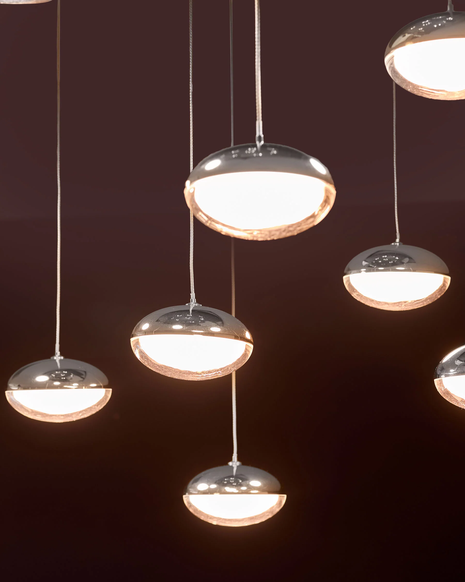 Nina silver chrome with clear glass LED adjustable 10 pendant light - Image 4