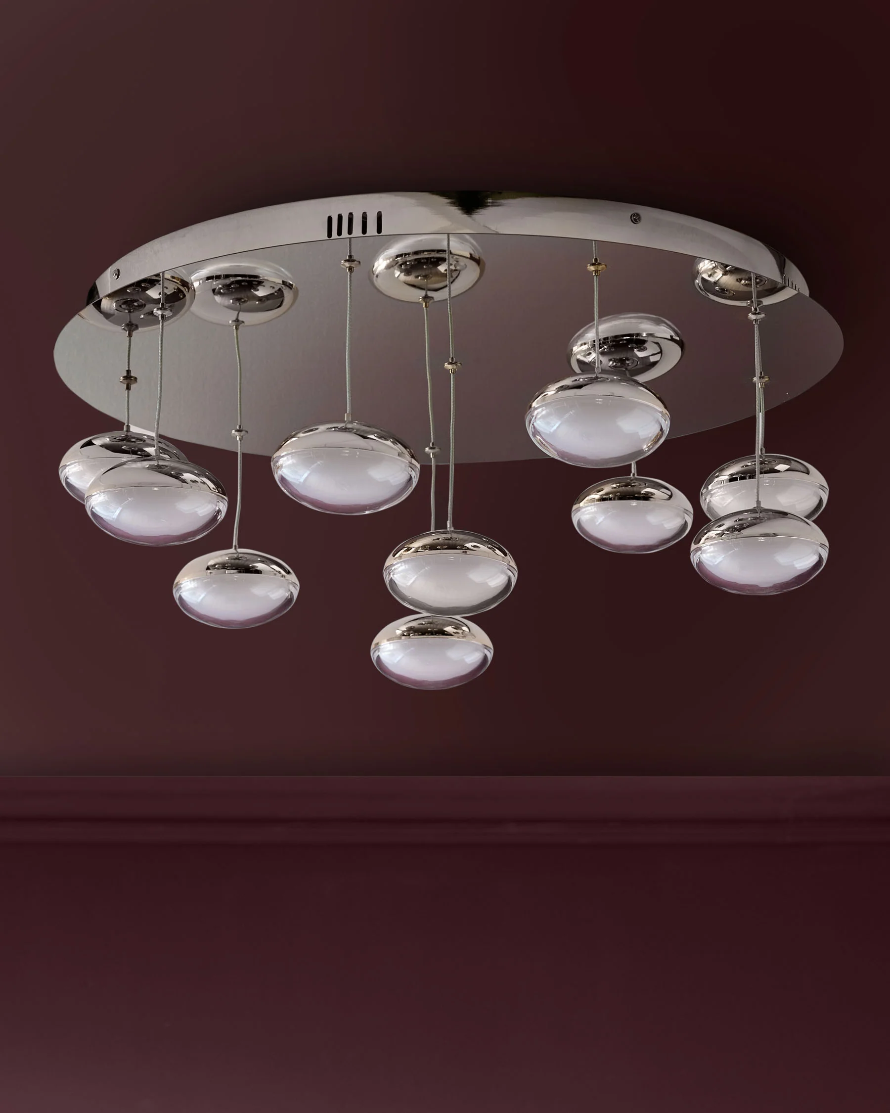 Nina silver chrome with clear glass LED adjustable 10 pendant light - Image 5