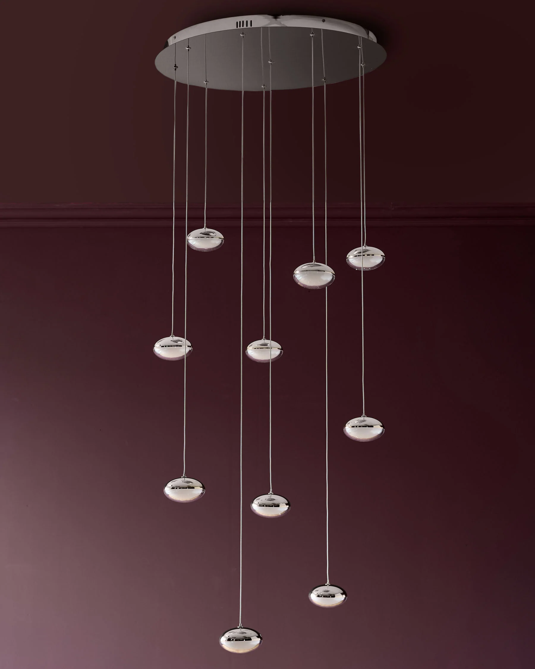 Nina silver chrome with clear glass LED adjustable 10 pendant light - Image 6
