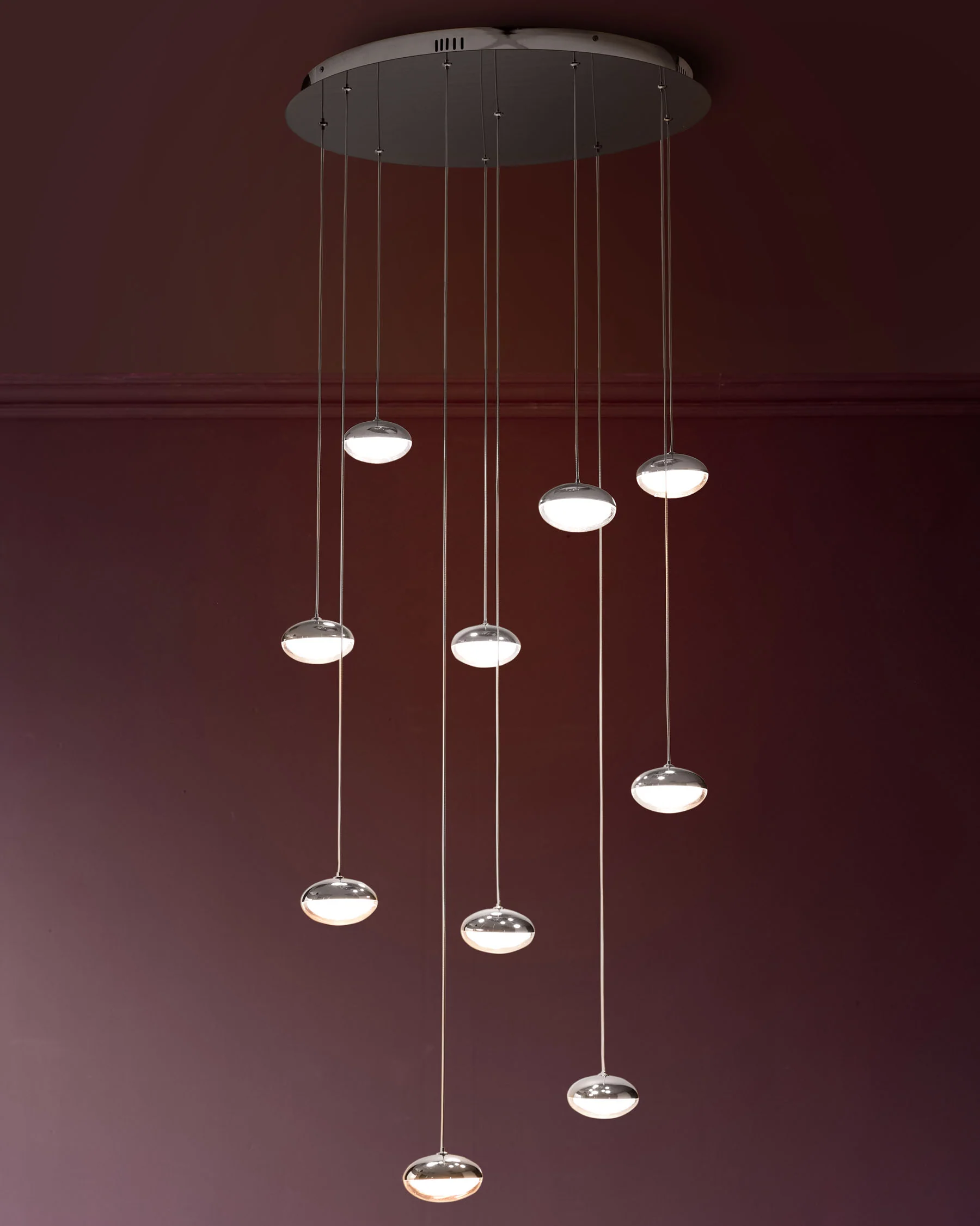 Nina silver chrome with clear glass LED adjustable 10 pendant light - Image 7