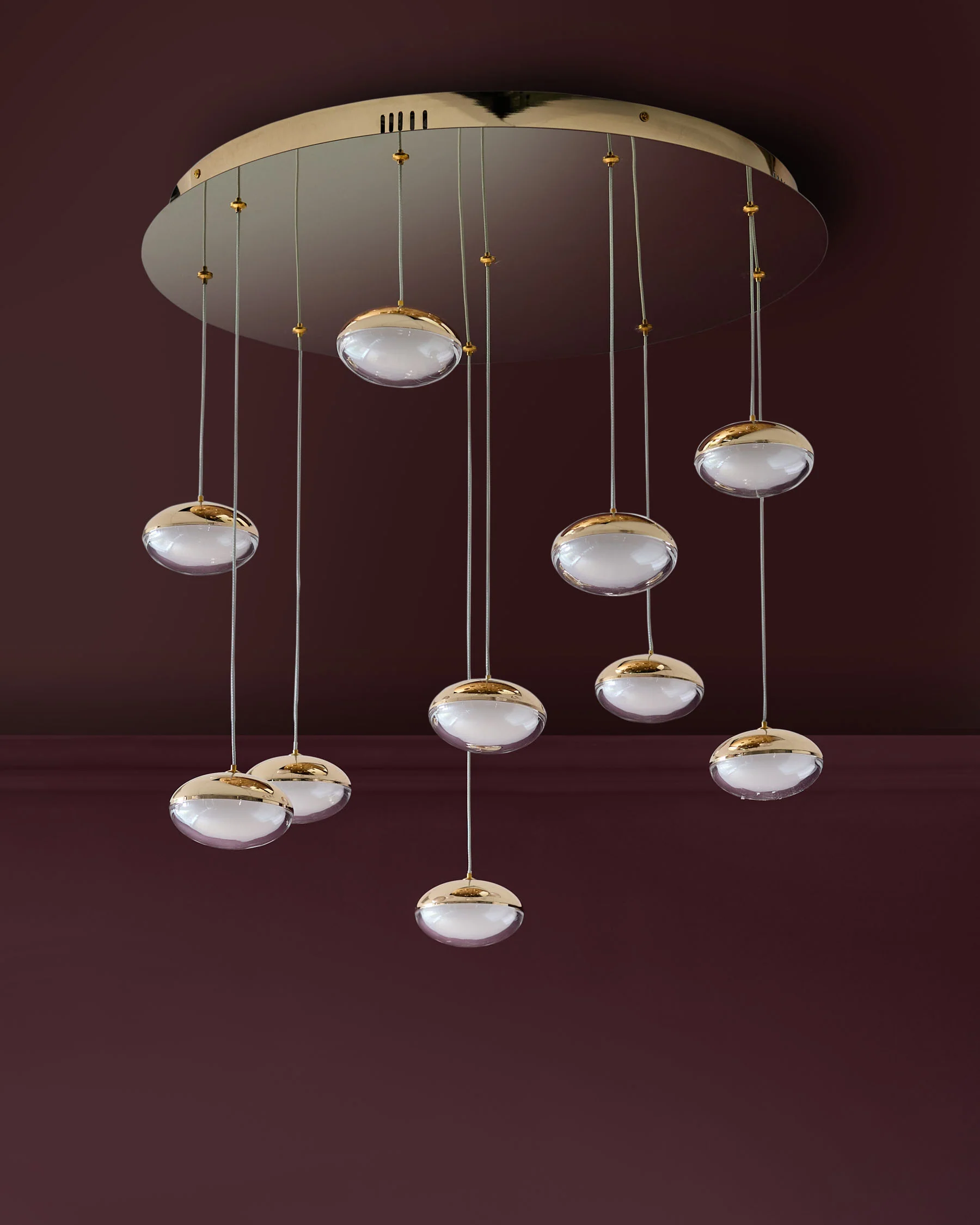 Nina soft gold with clear glass LED adjustable 10 pendant light