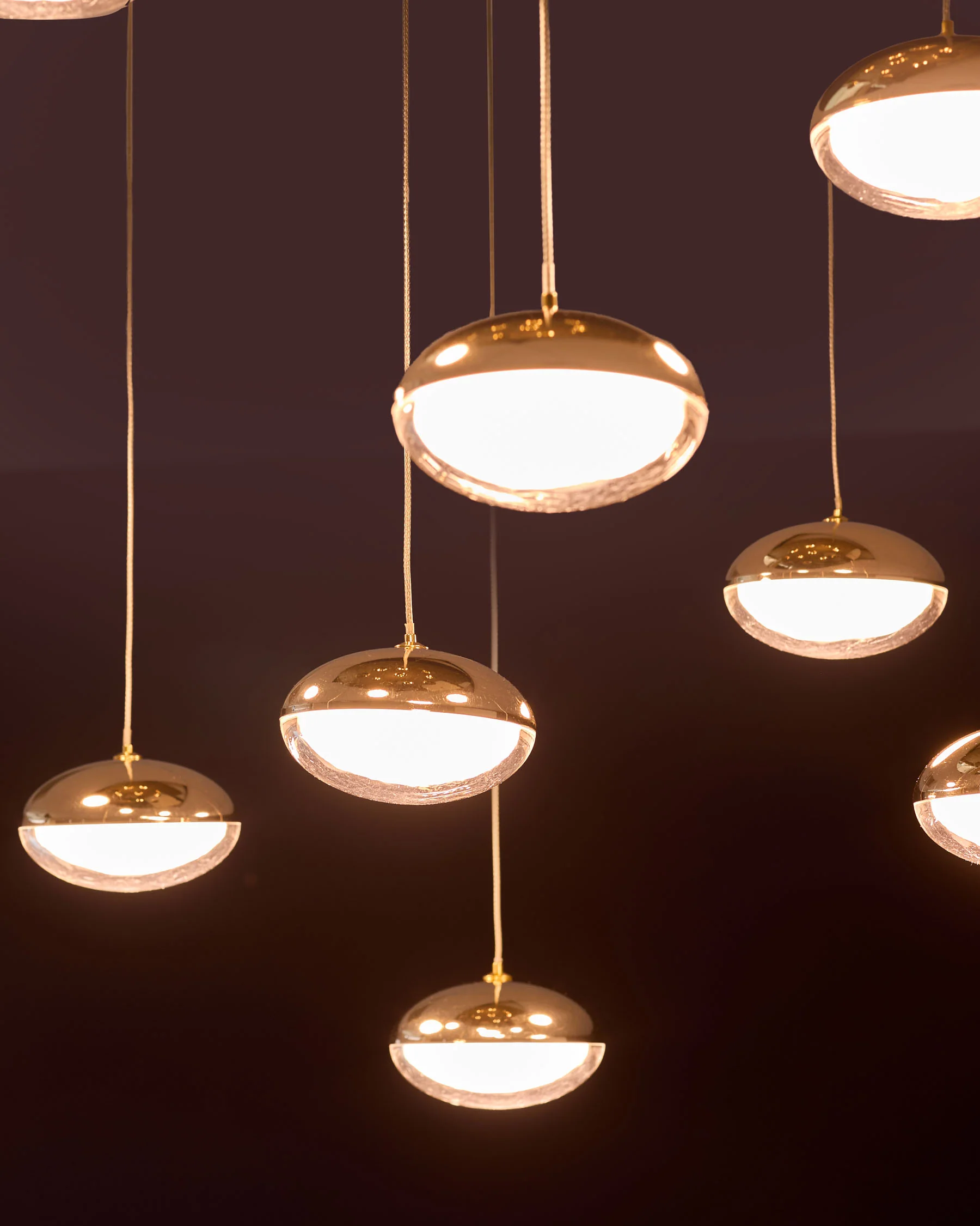 Nina soft gold with clear glass LED adjustable 10 pendant light - Image 4