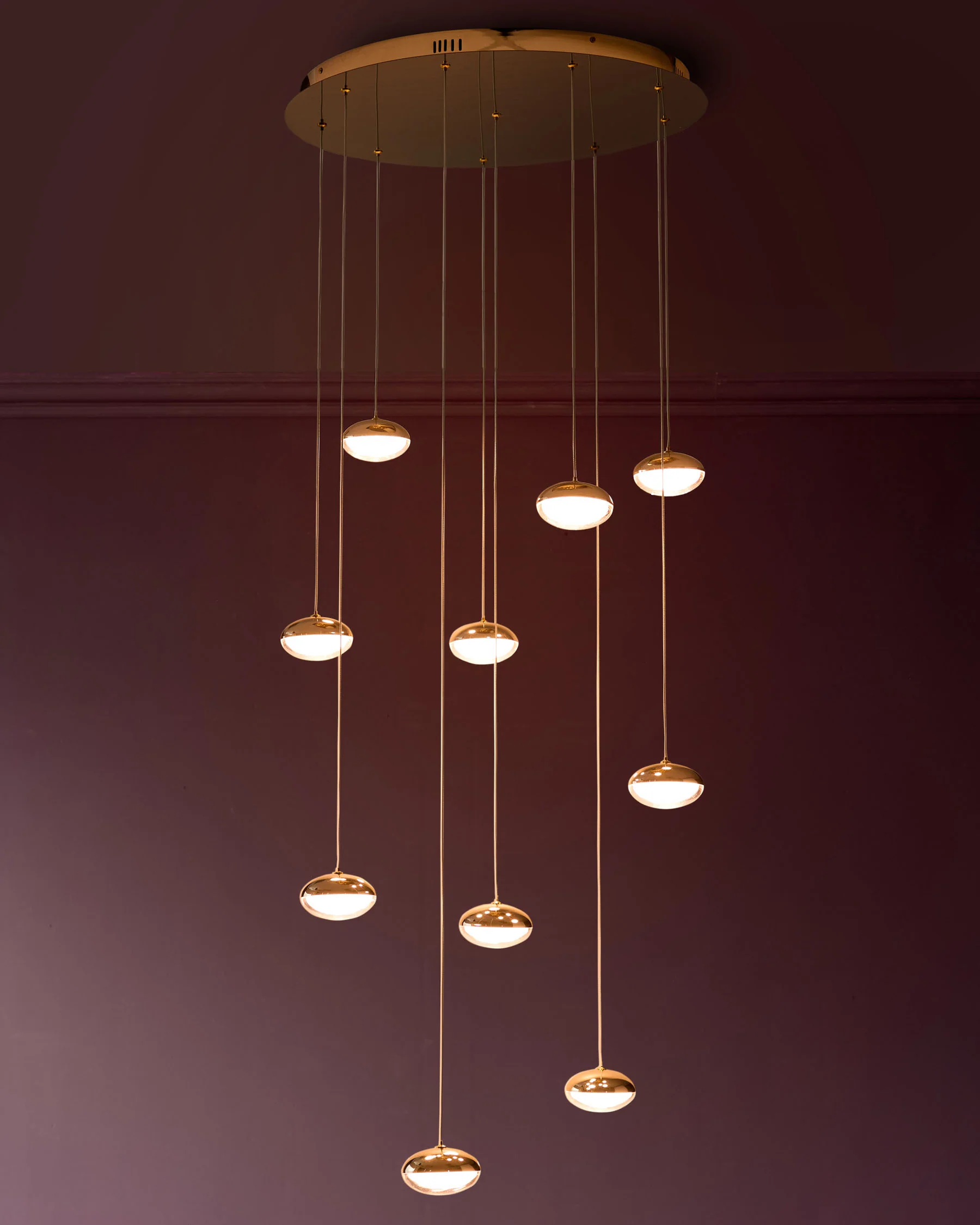 Nina soft gold with clear glass LED adjustable 10 pendant light - Image 6