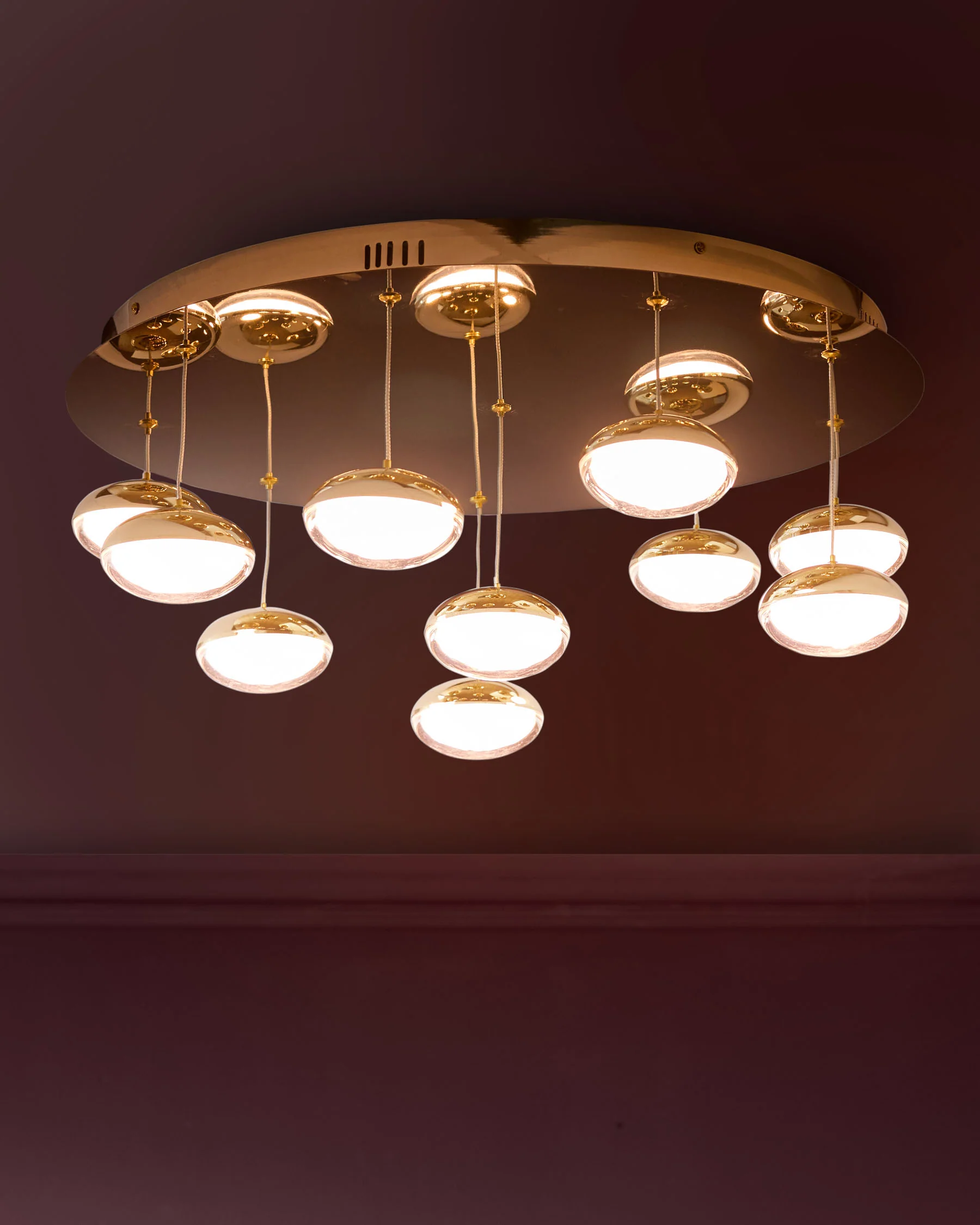 Nina soft gold with clear glass LED adjustable 10 pendant light - Image 8