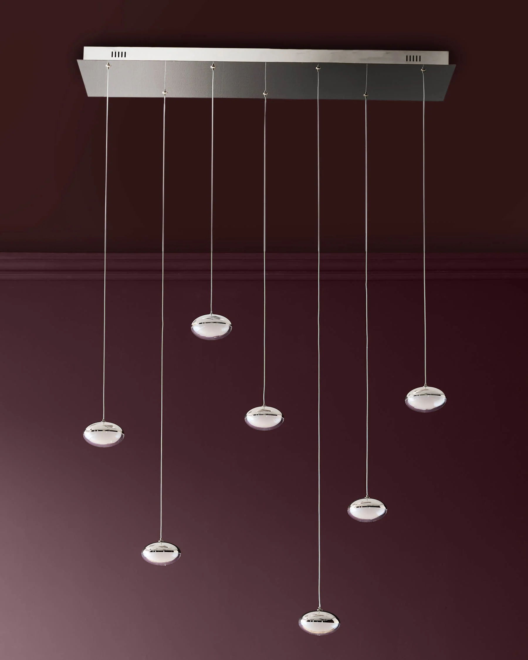 Nina silver chrome with clear glass LED adjustable 7 pendant light - Image 10
