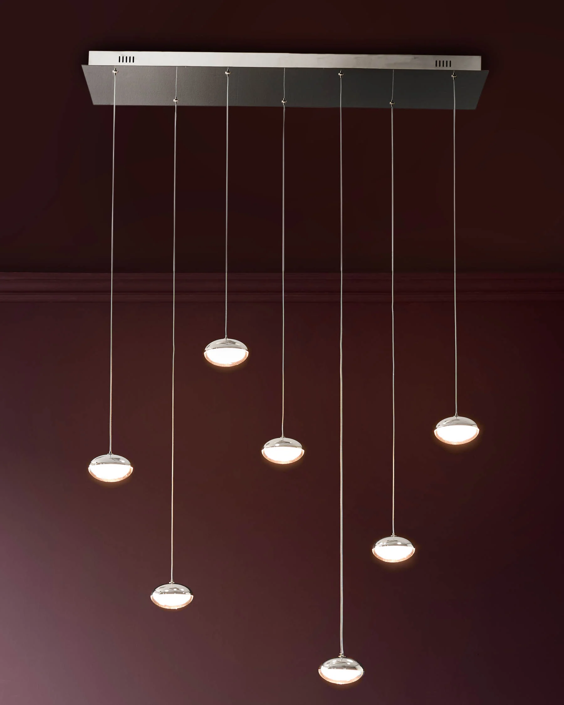Nina silver chrome with clear glass LED adjustable 7 pendant light - Image 11
