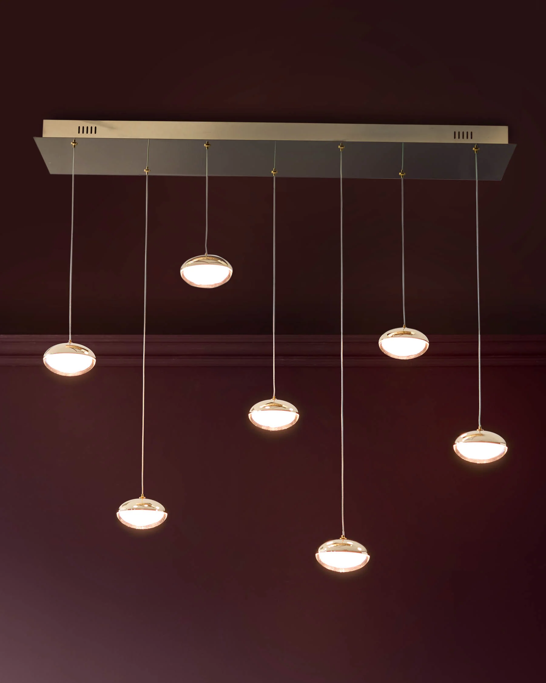 Nina soft gold with clear glass LED adjustable 7 pendant light - Image 2
