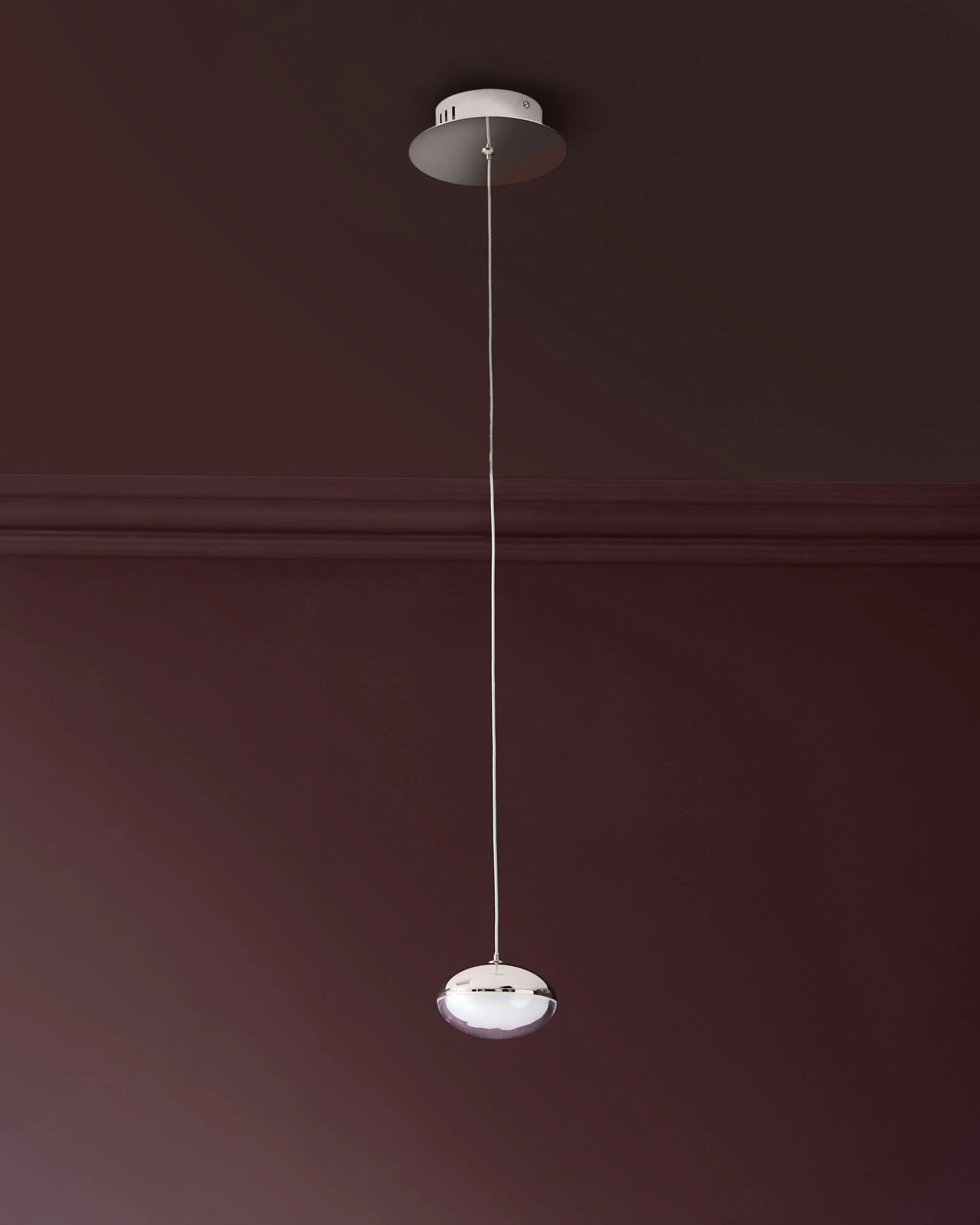 Nina silver chrome with clear glass LED adjustable single drop pendant light - Image 3