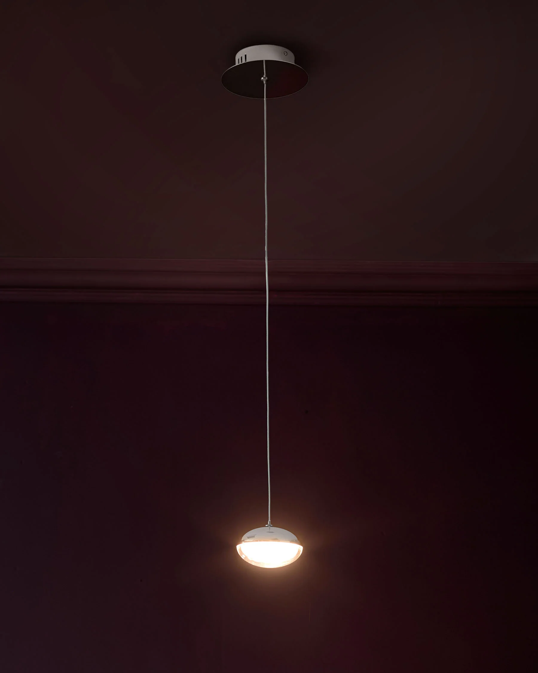 Nina silver chrome with clear glass LED adjustable single drop pendant light - Image 4