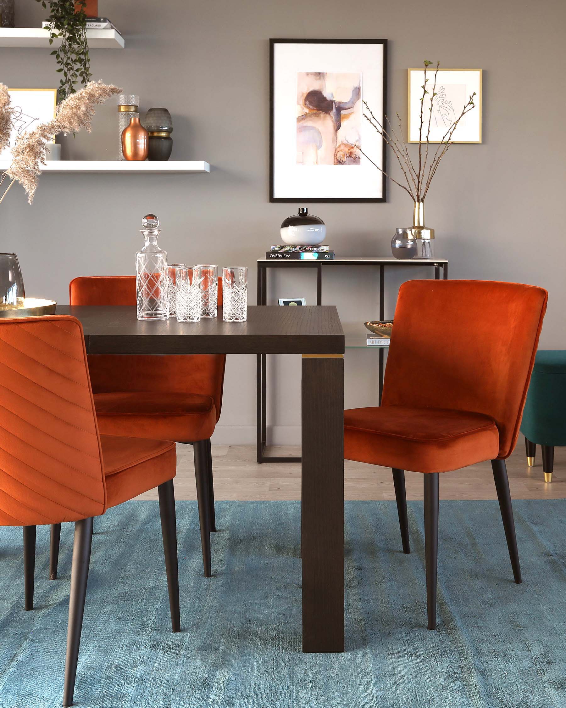 Nixon Dark Oak And Brass Extending 4 To 10 Seater Dining Table - Image 5