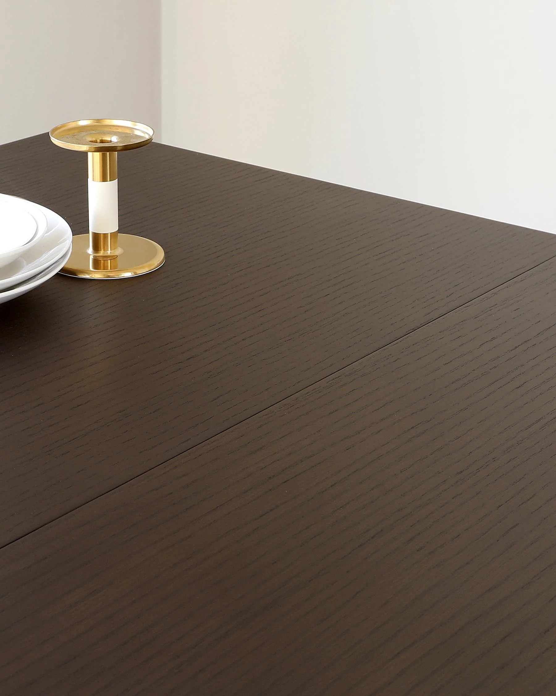 Nixon Dark Oak And Brass Extending 4 To 10 Seater Dining Table - Image 8