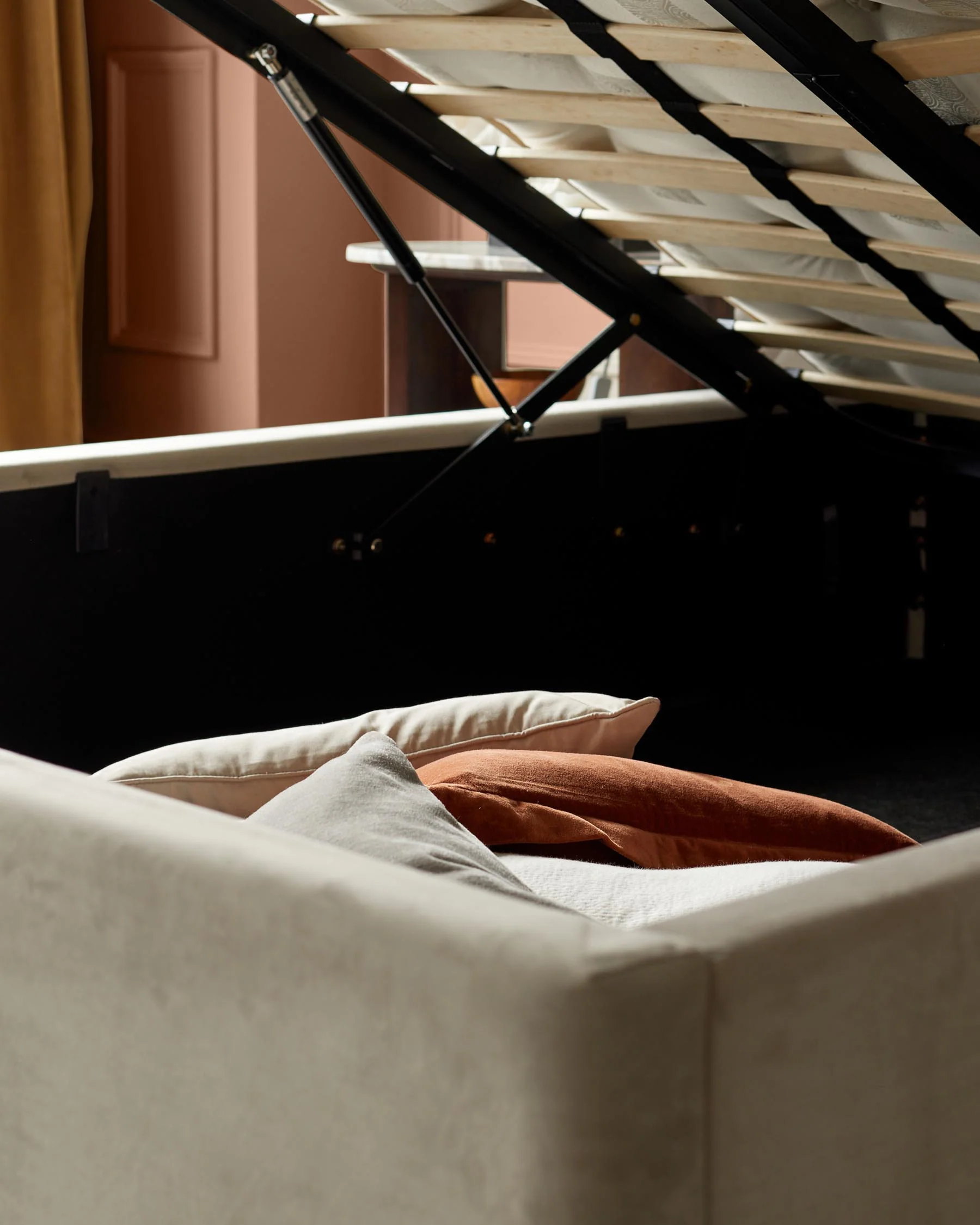 Octavia Luxe Champagne Velvet King Size Ottoman Storage Bed - Image 7