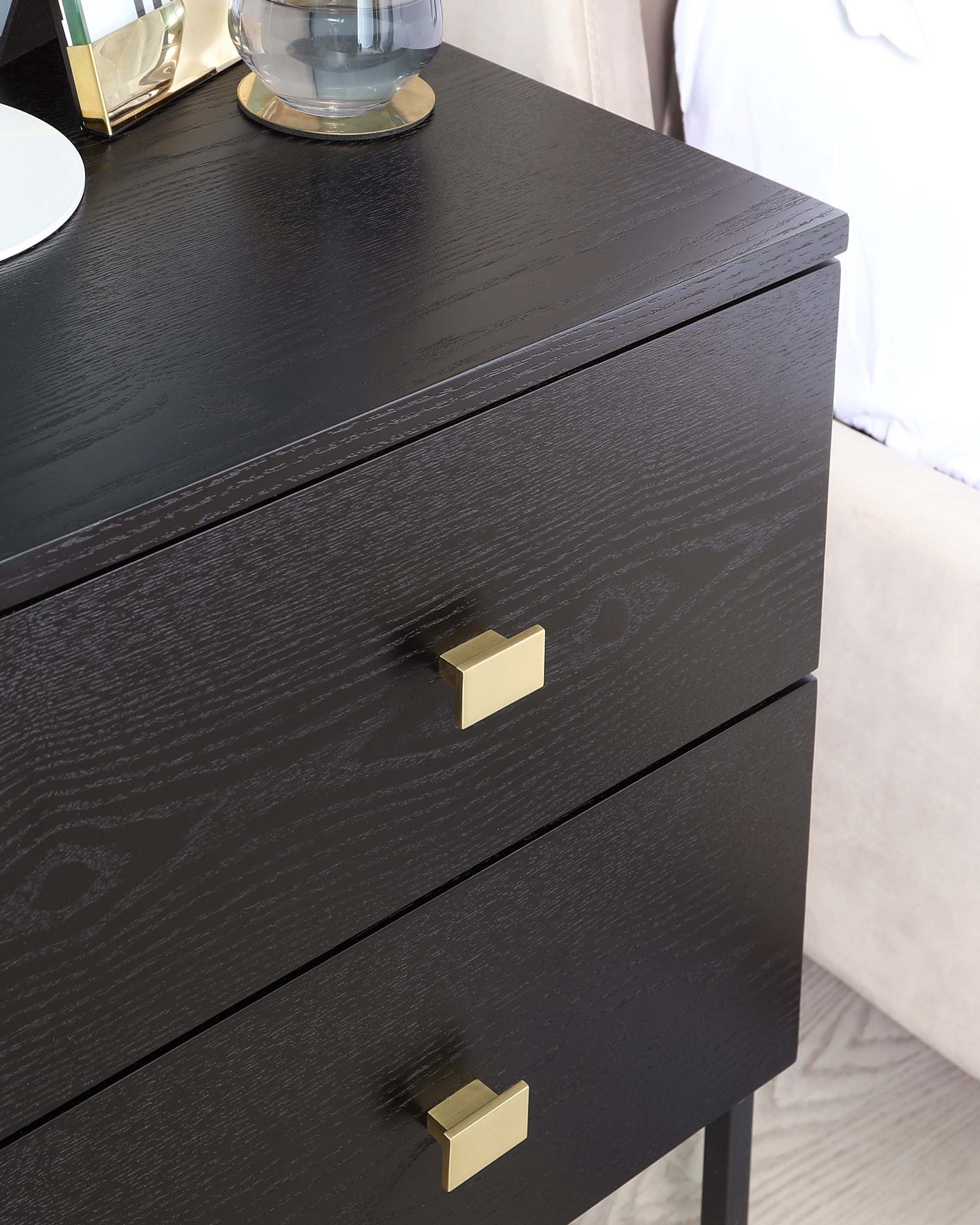 Odele Black Ash 2 Drawer Bedside Table - Image 4