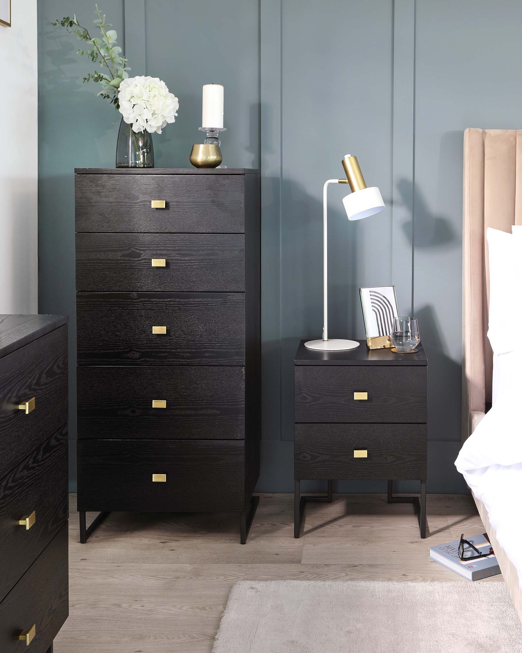 Odele Black Ash 2 Drawer Bedside Table - Image 5