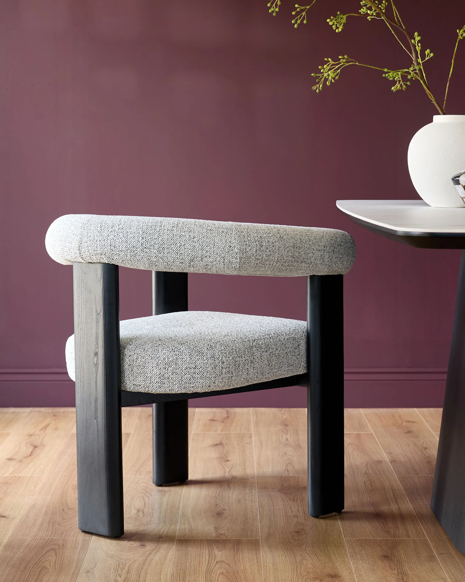 Orion grey chunky chenille dining chair - Image 3