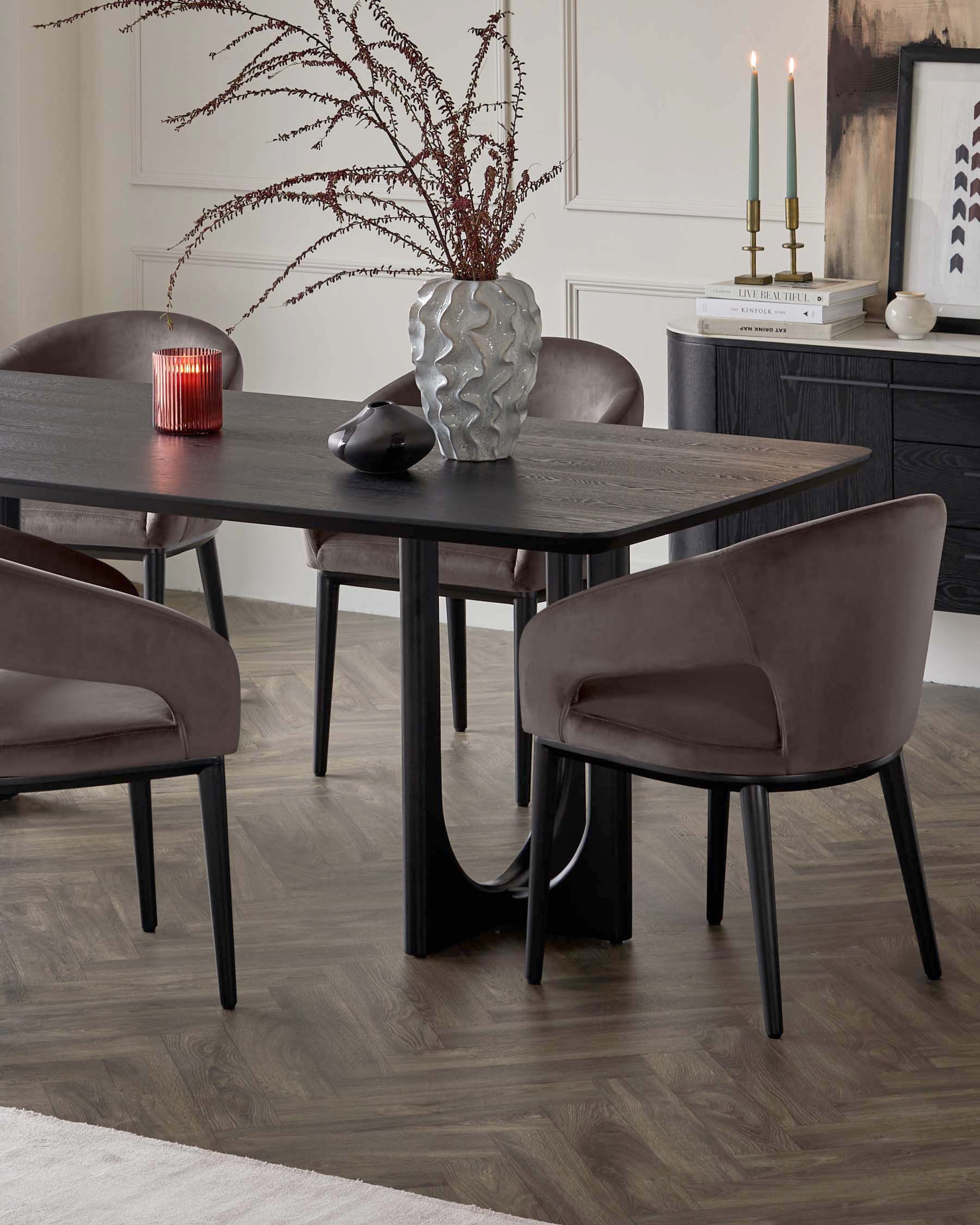 Orlan 8 Seater Fixed Dining Table Black Ash - Image 5